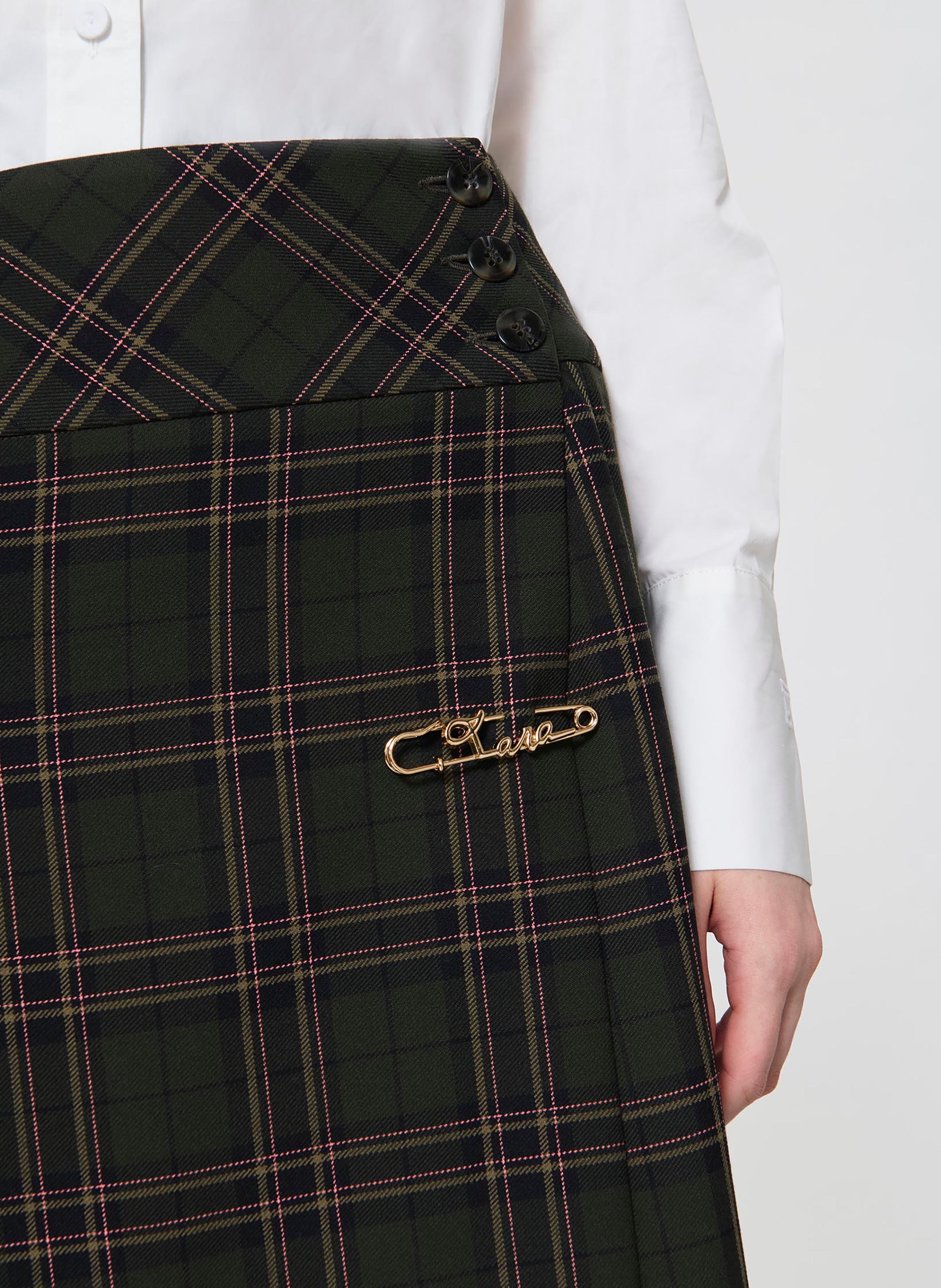 Gonna corta plissettata stampata TARA JARMON Verde