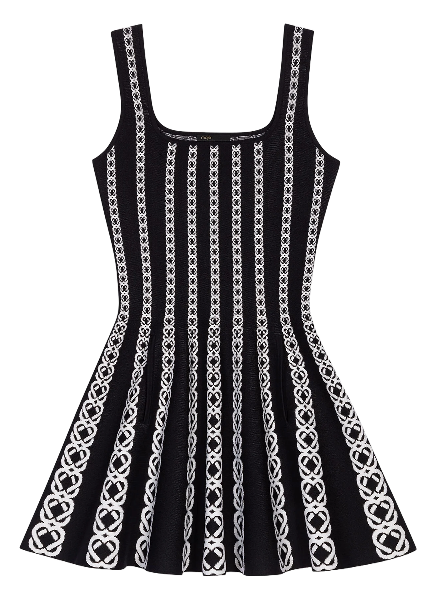 Robe courte en maille jacquard MAJE Blanc