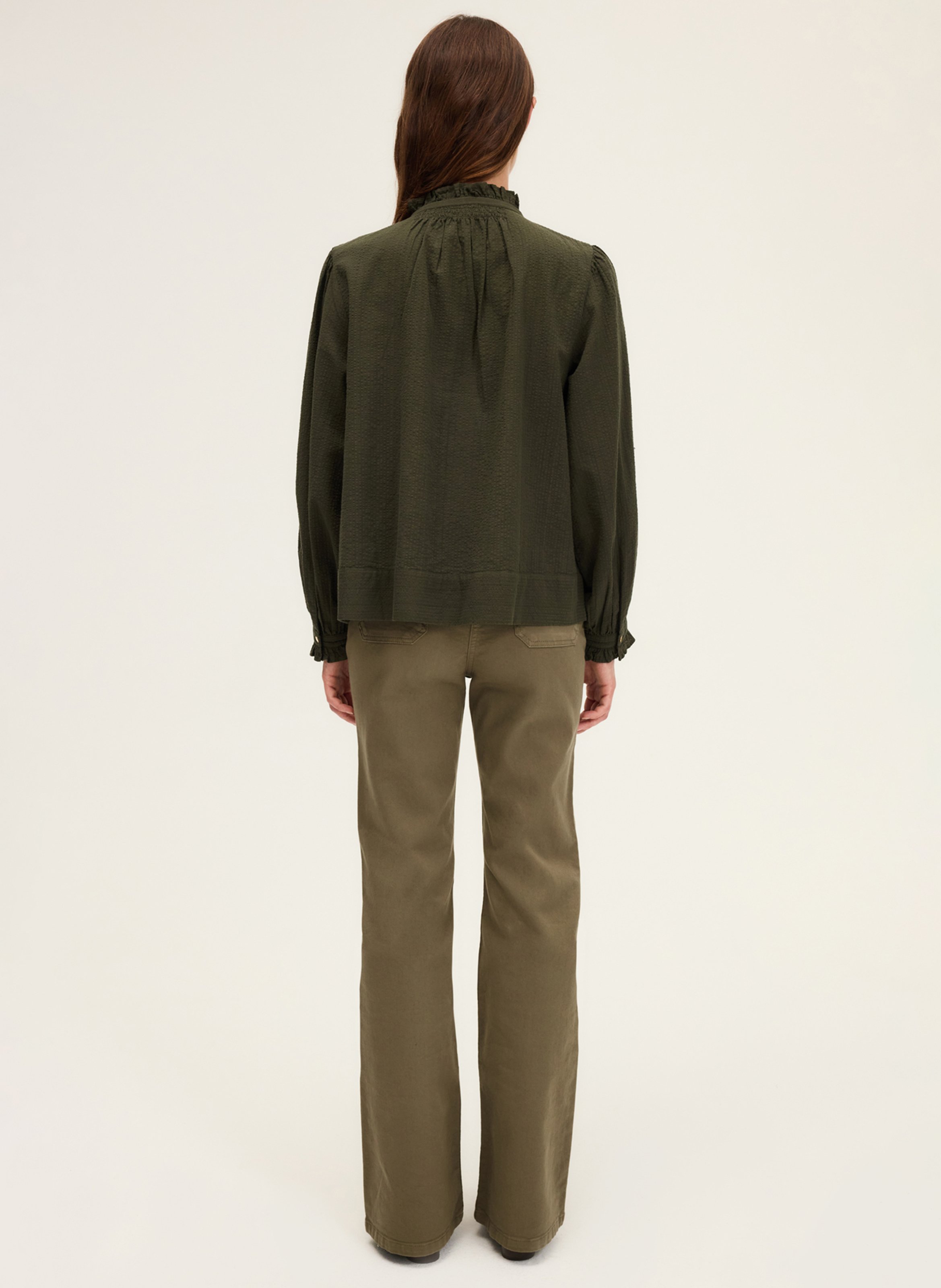 Blouse col rond en coton PABLO Kaki