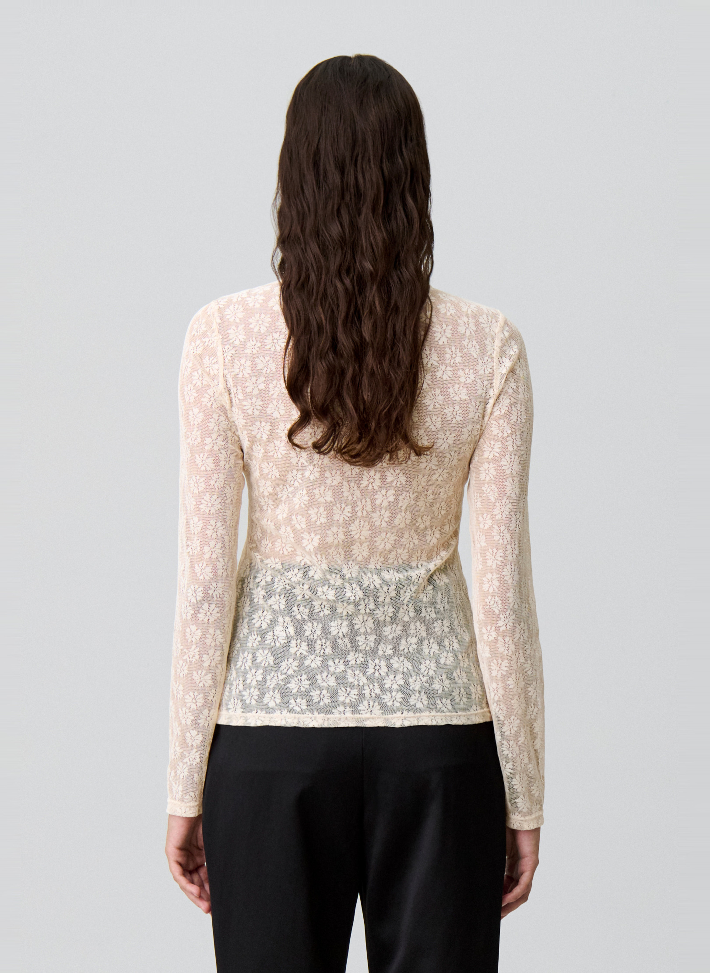 Round neck lace top CLAUDIE PIERLOT Beige