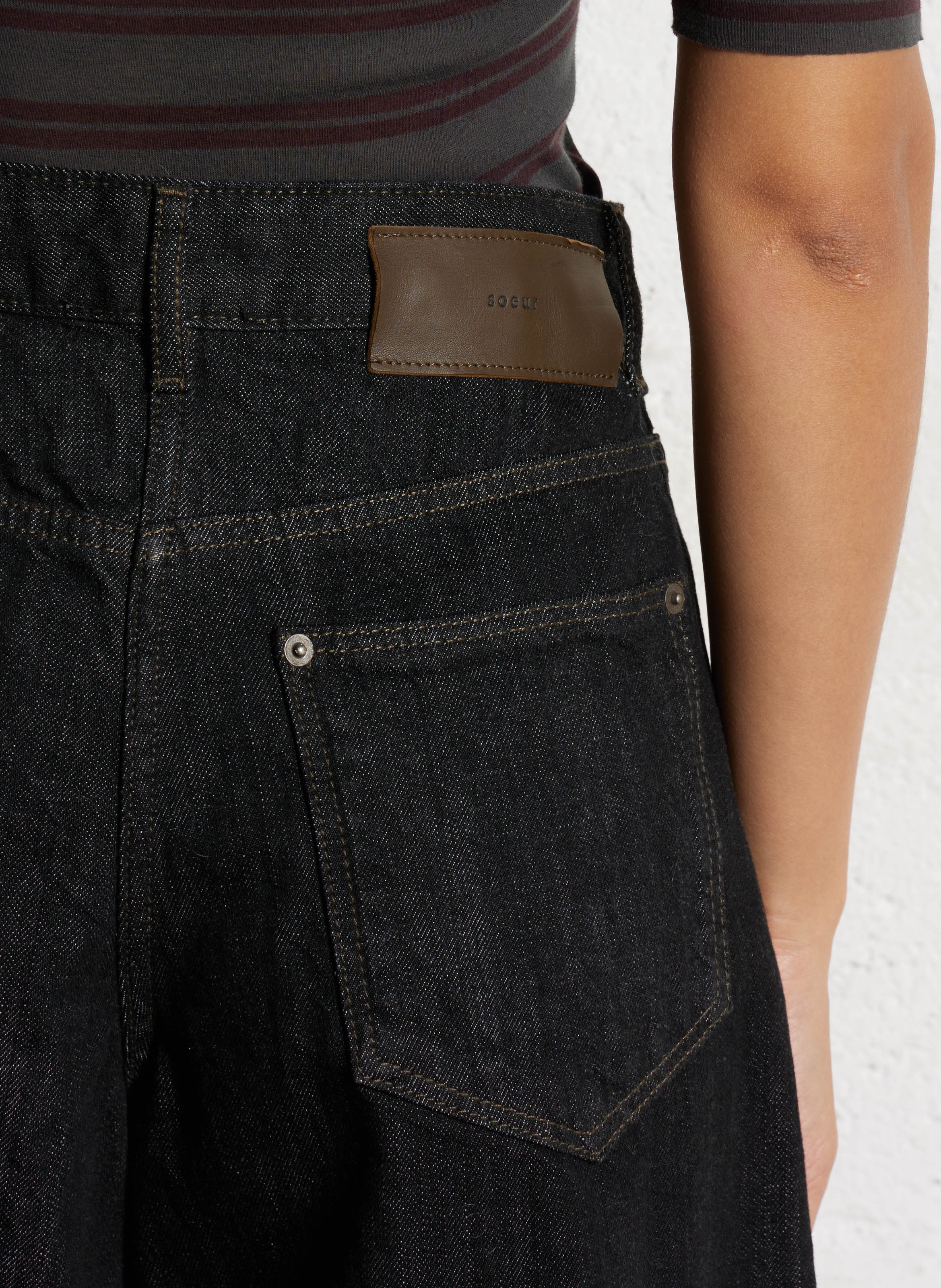 Raw wide-leg jeans SOEUR Black