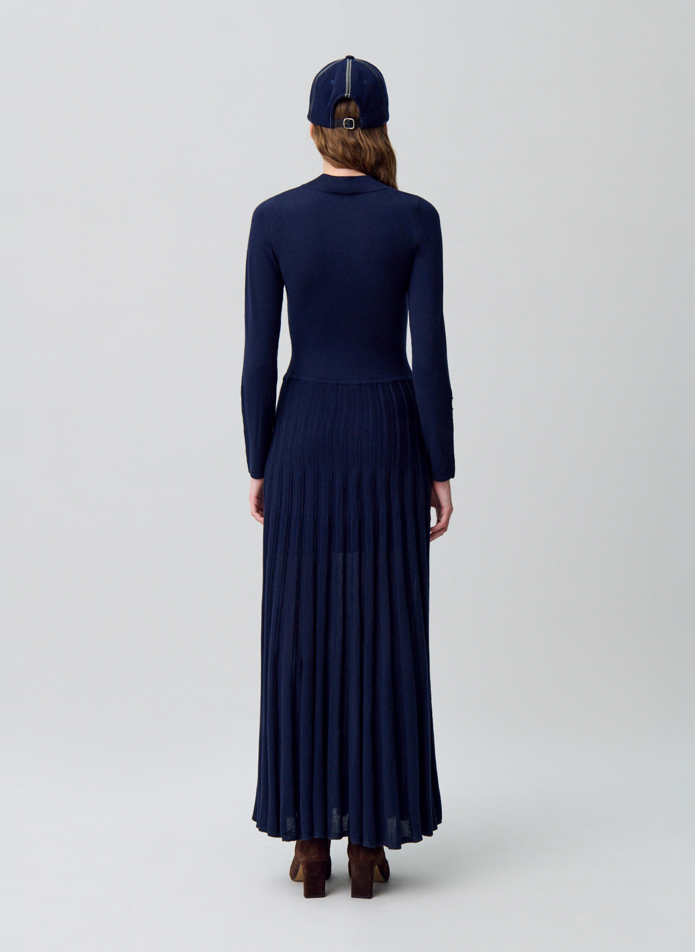 Robe longue unie en laine mélangée CLAUDIE PIERLOT Bleu