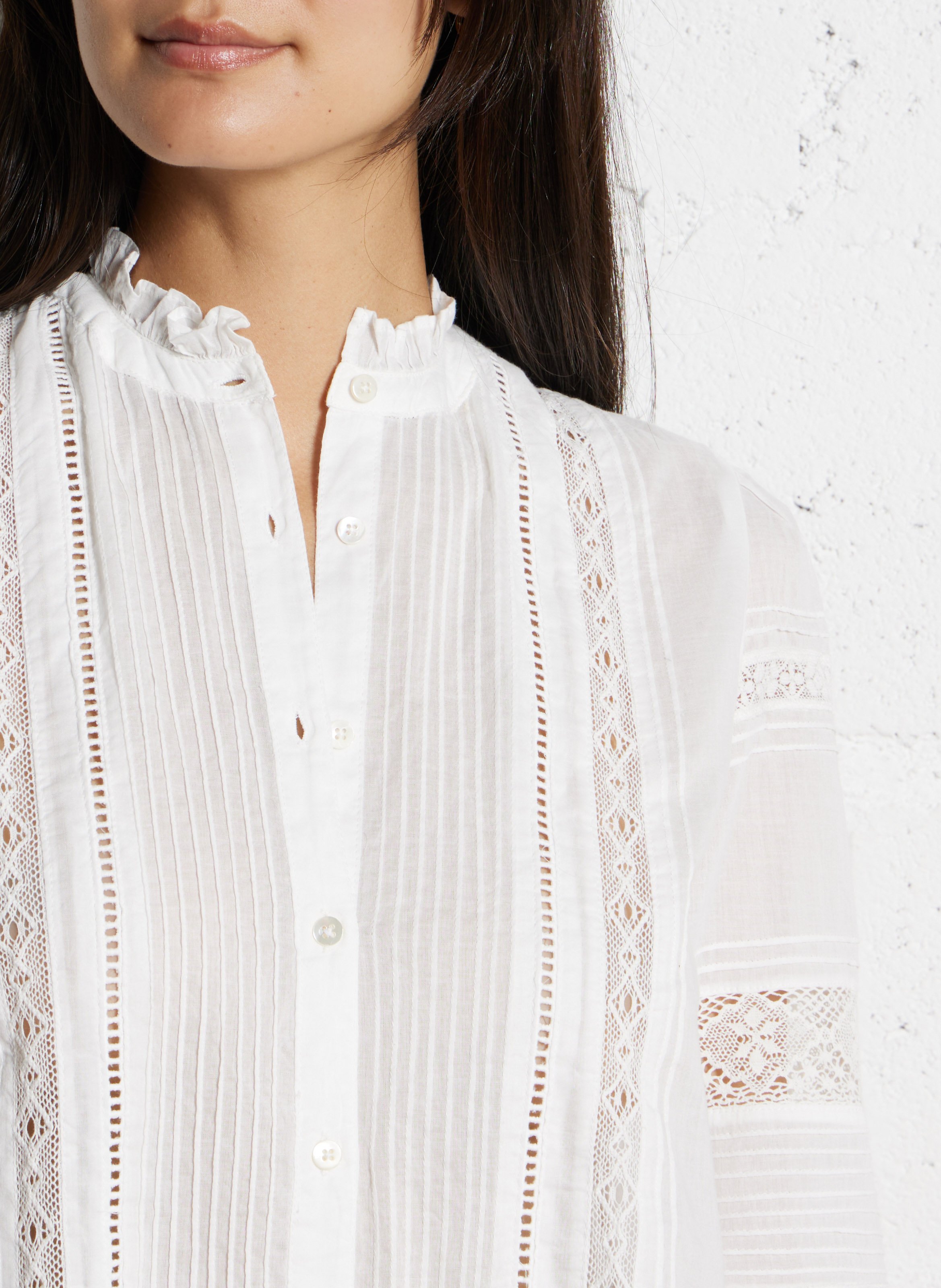 Chemise droit col rond en coton HARTFORD Multicolore