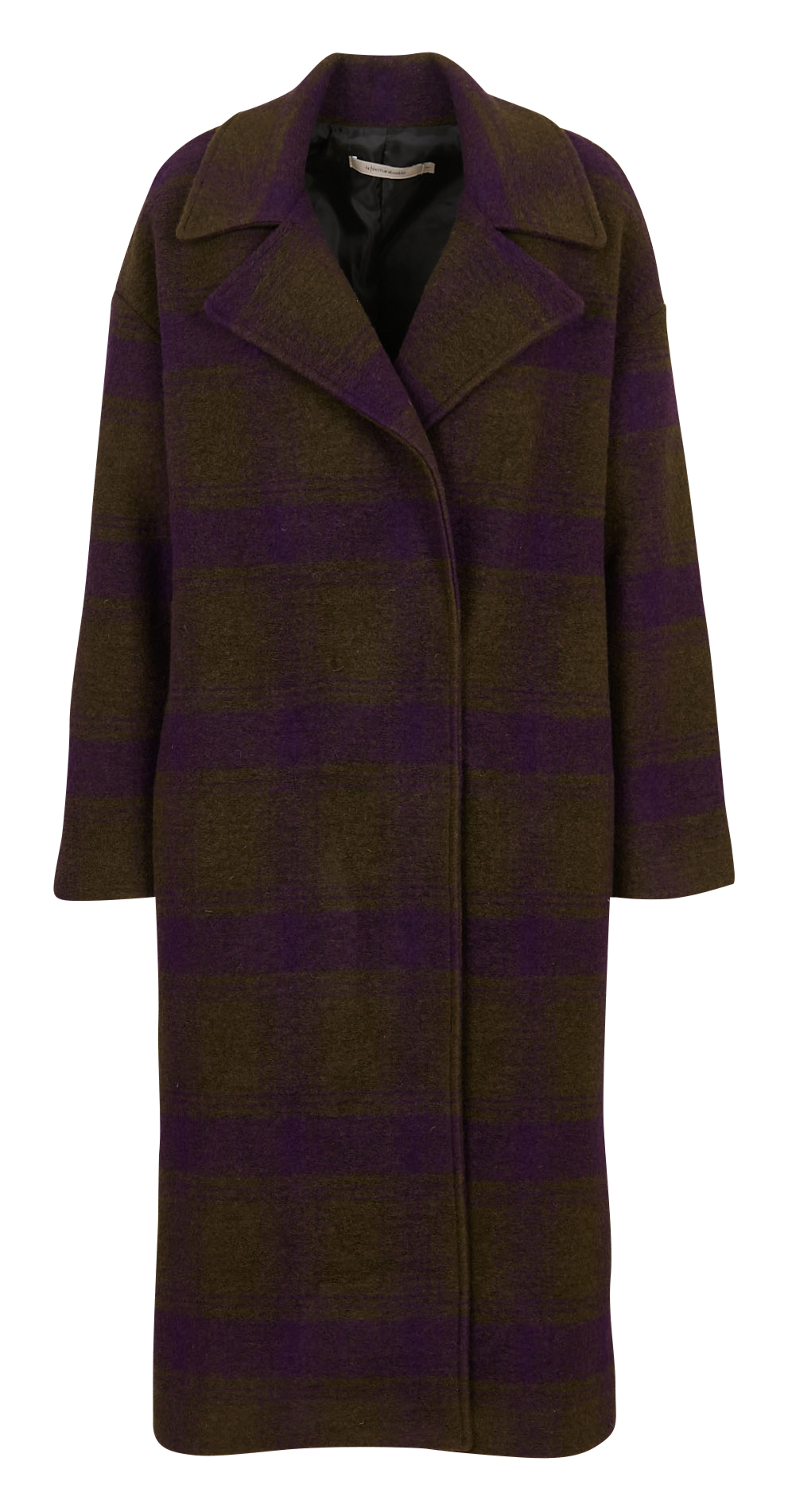 Checked jacquard knit coat with tailored collar LA FEE MARABOUTEE Multicolored