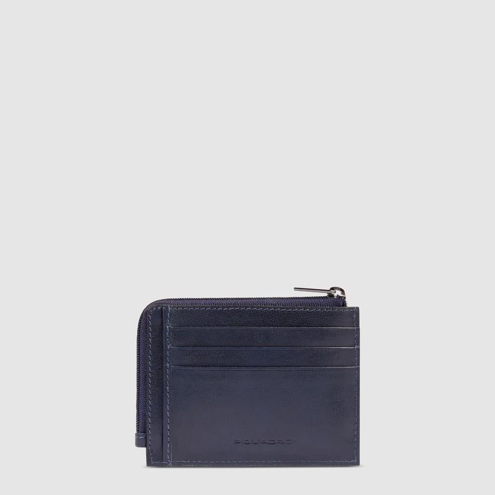 Zippered wallet with credit card slots, document holder, and RFID protection PIQUADRO Blue