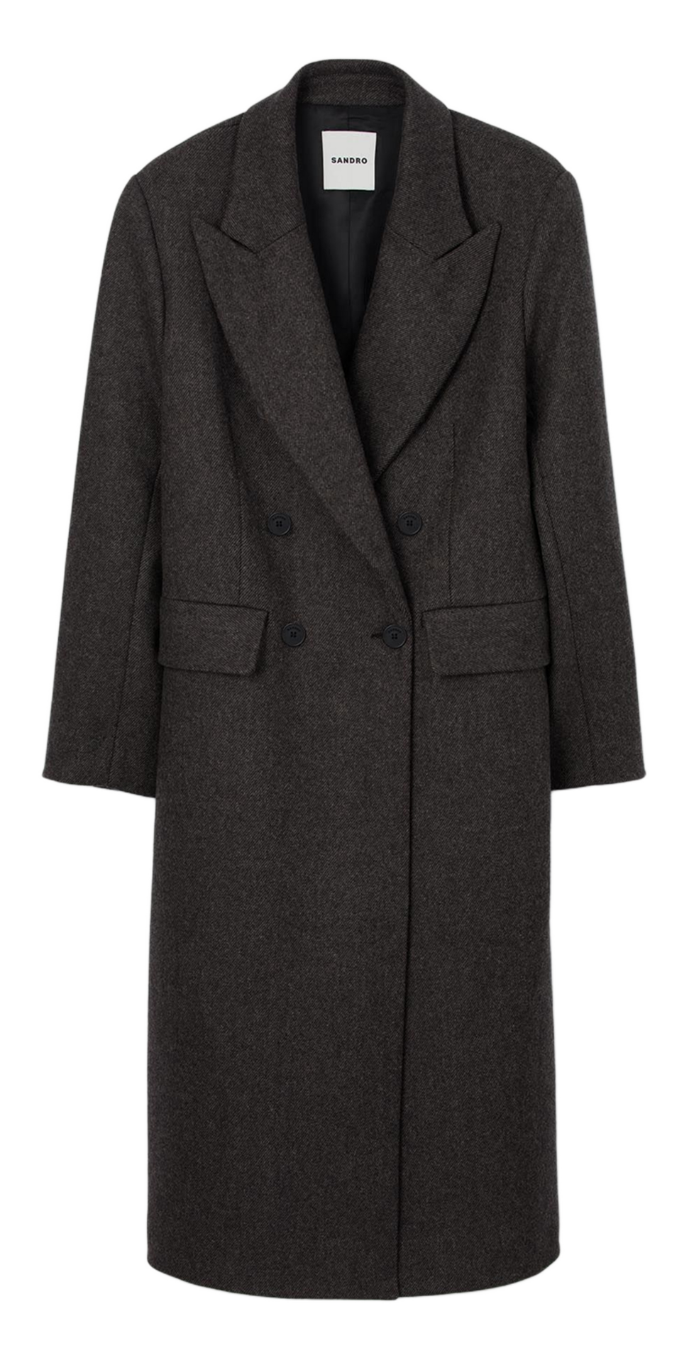 Effen, rechte, wollen jas met lange mouw SANDRO Grijs