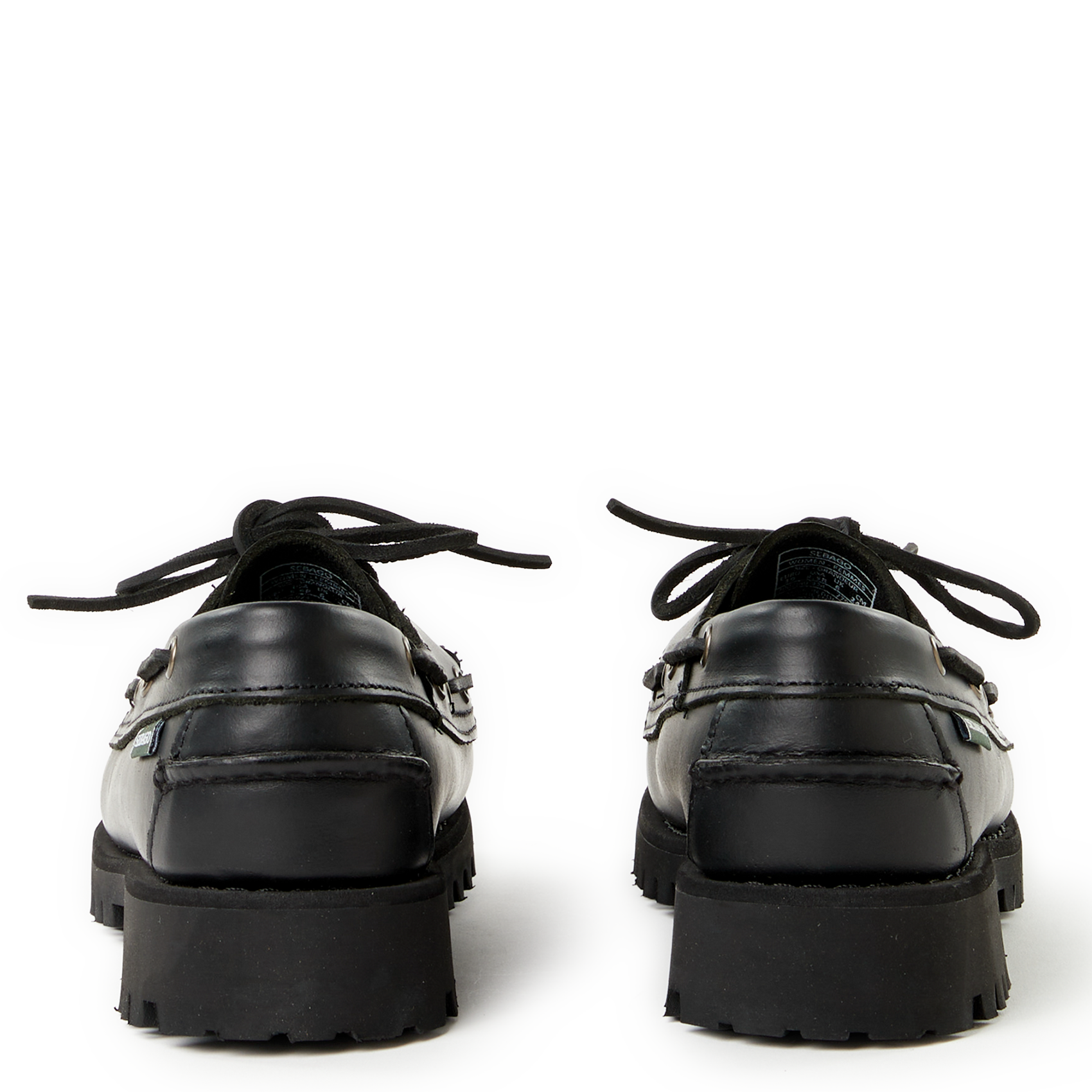 Plain leather lace-up moccasins SEBAGO Black