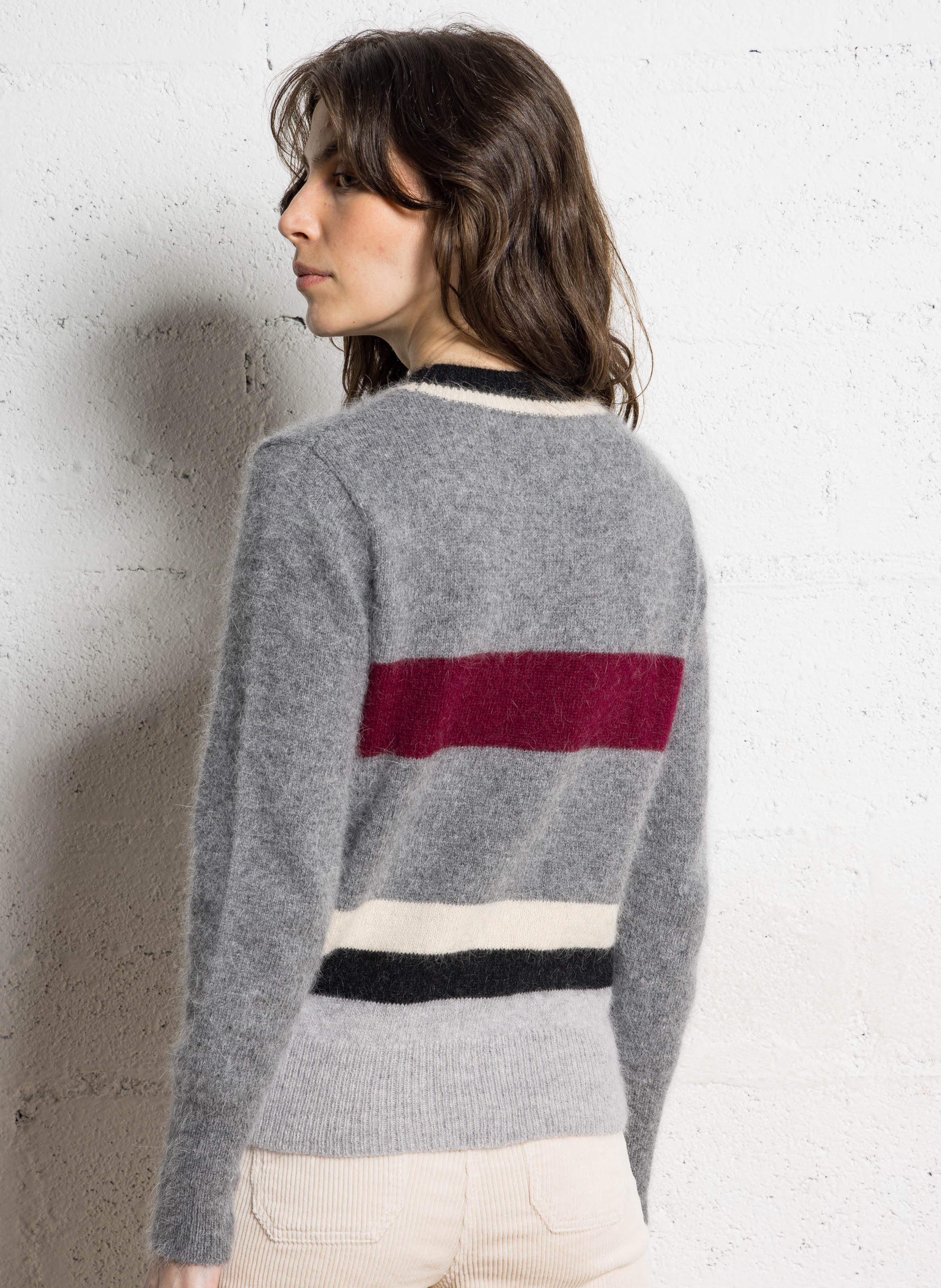 Pull col rond en laine mélangée SOPHIE+LUCIE Gris