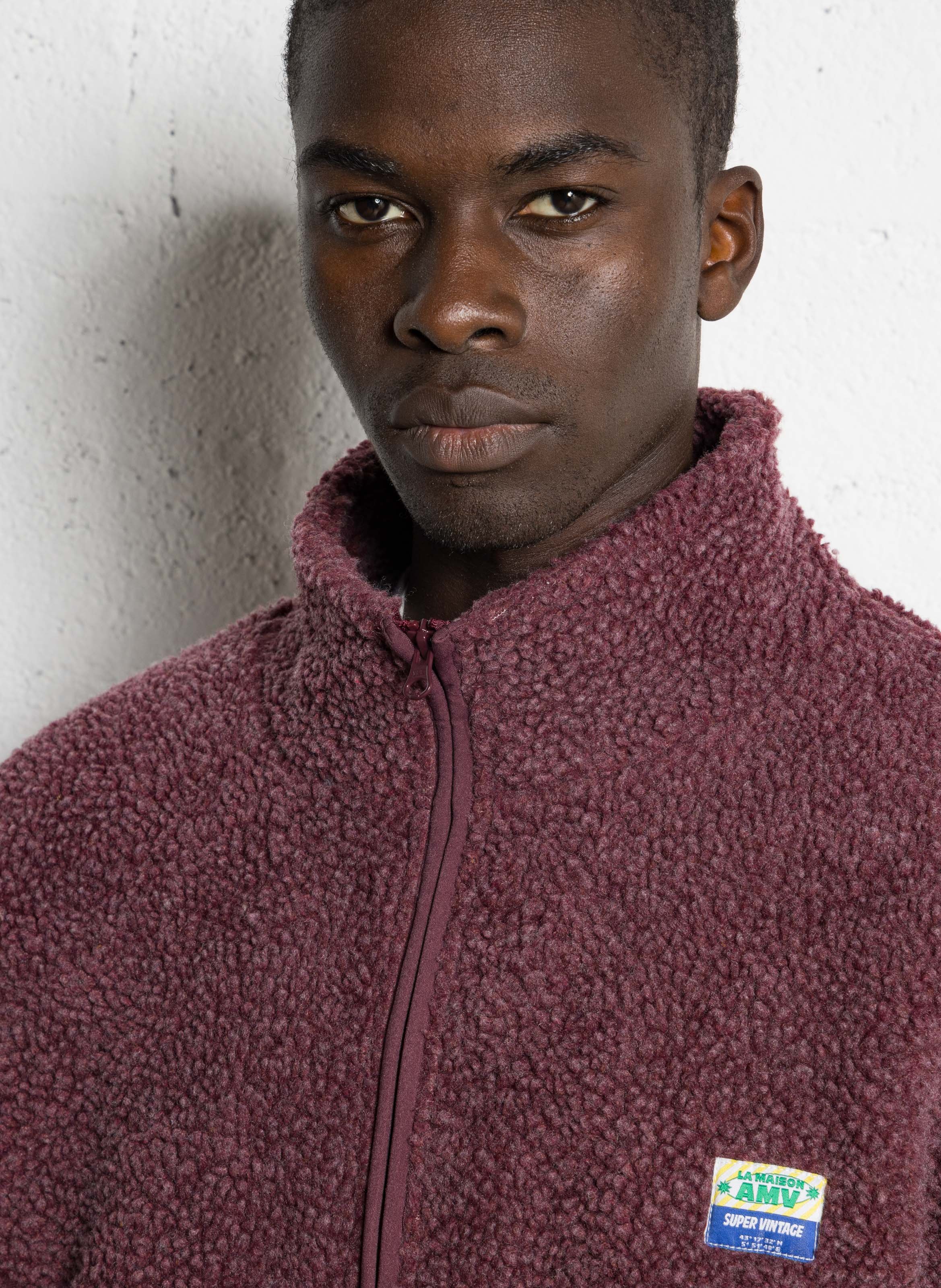 High-neck sherpa jacket AMERICAN VINTAGE Red