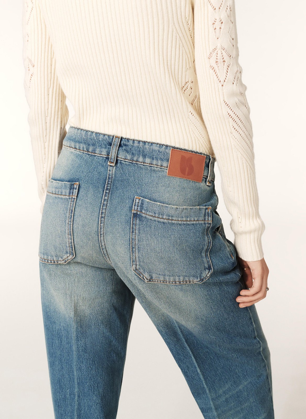 Jean large délavé en coton BA&SH Bleu