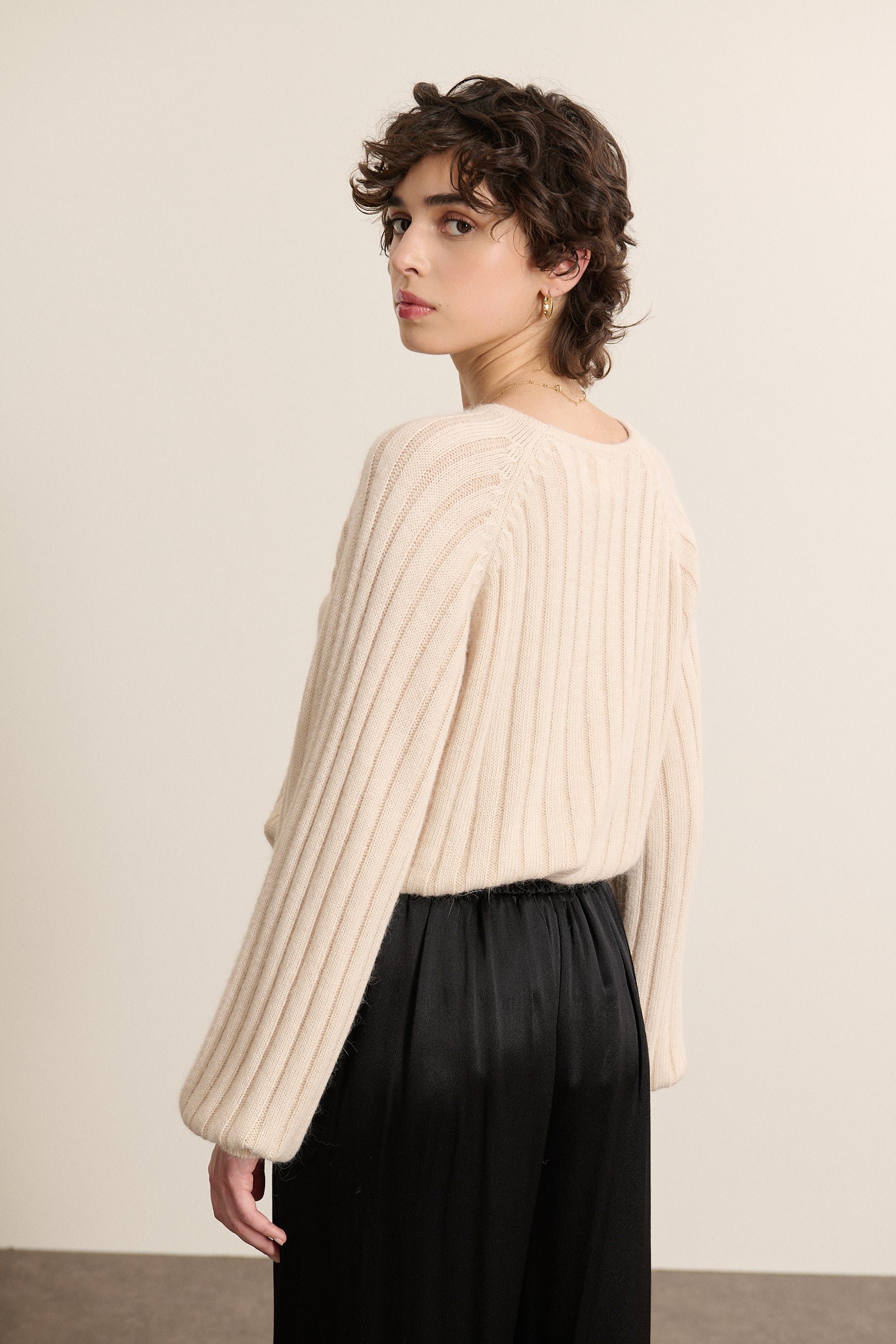 Knitted ribbed sweater GARANCE PARIS Beige