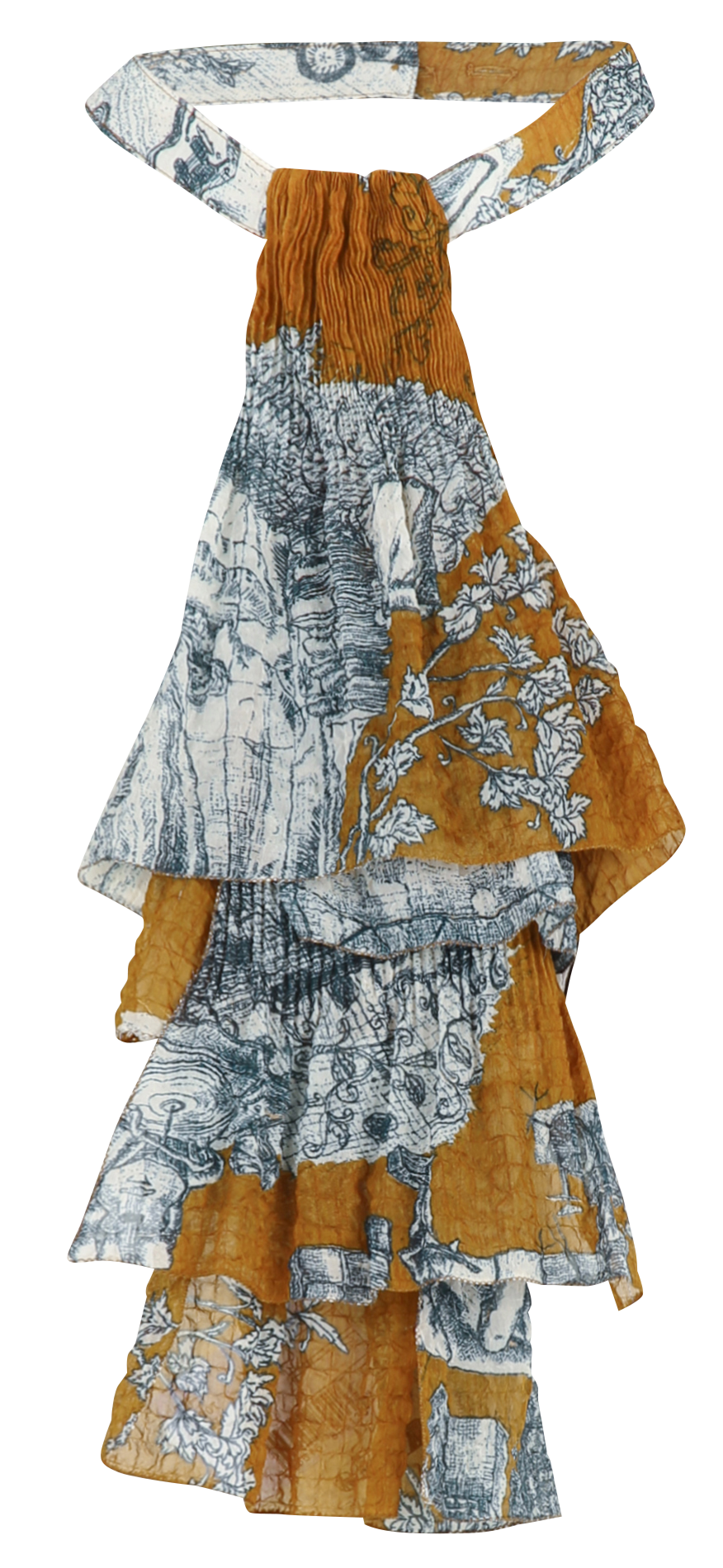 Bedrukte vlinderdas met ruches COTELAC Geel