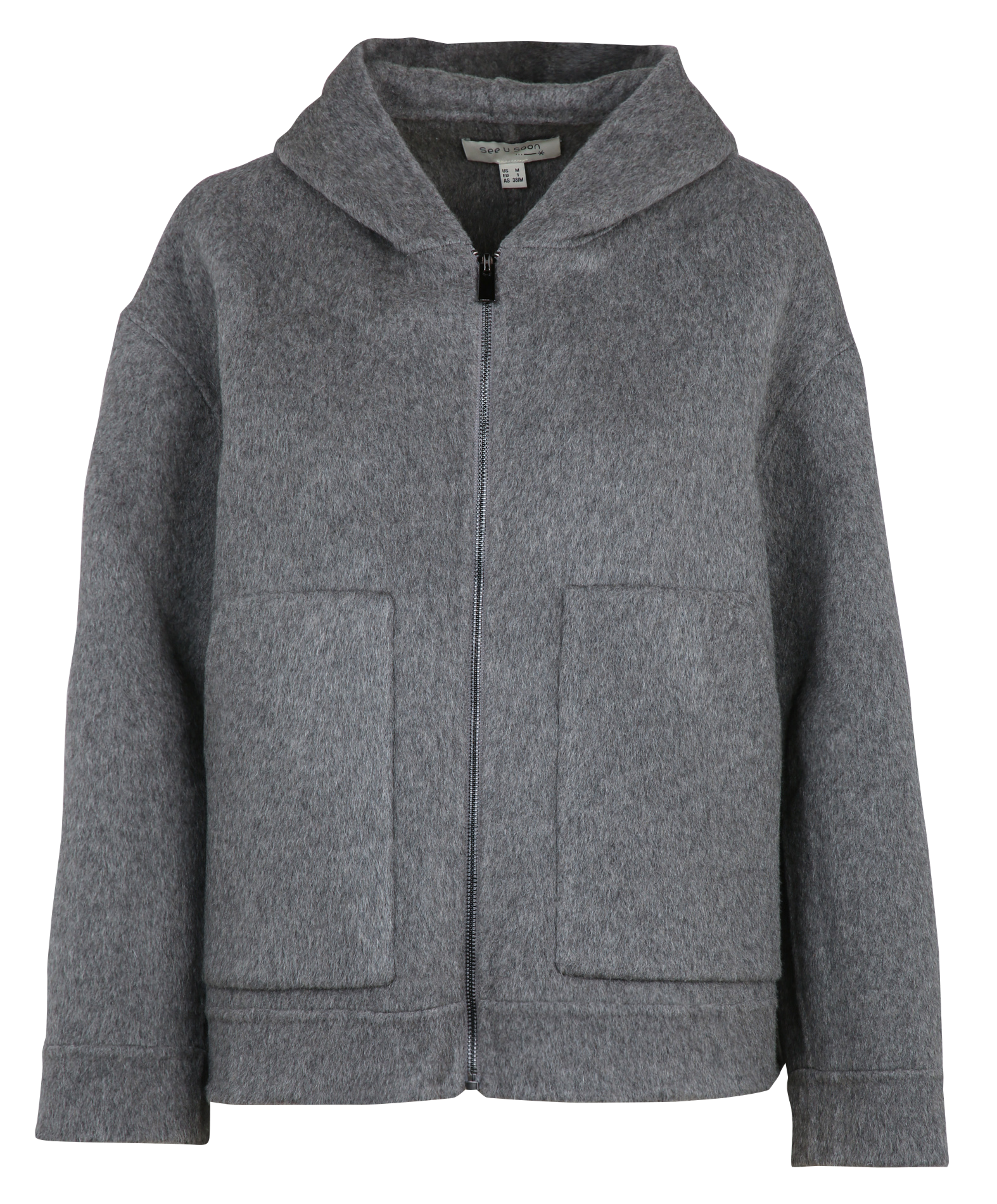 Veste large à capuche en laine SEE U SOON Argent