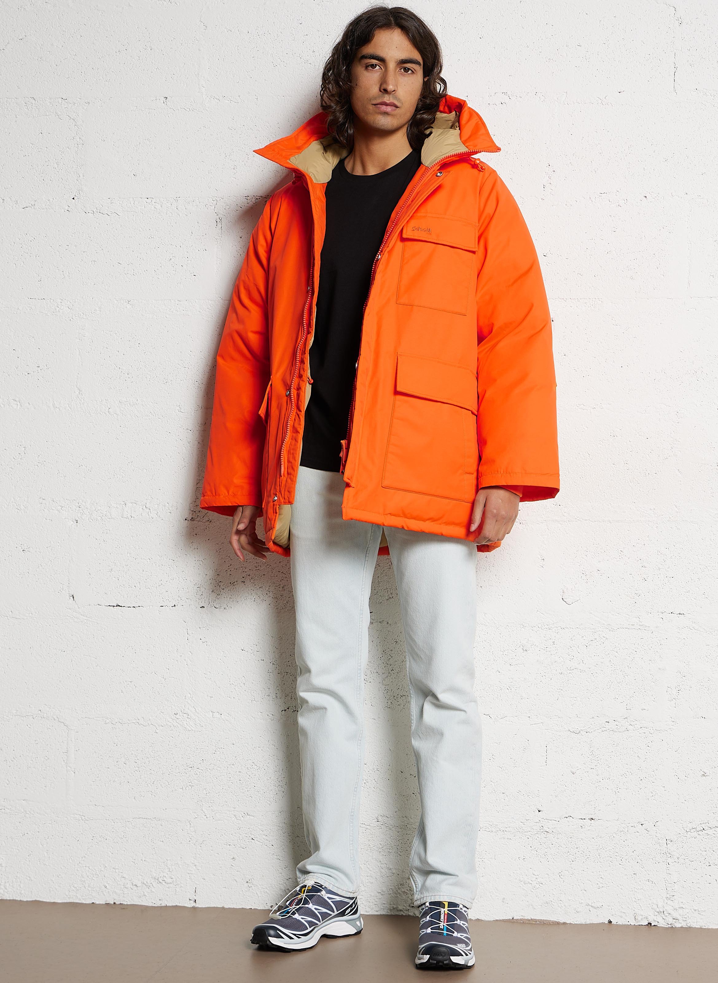 Parka à capuche droite en coton mélangé SCHOTT Orange