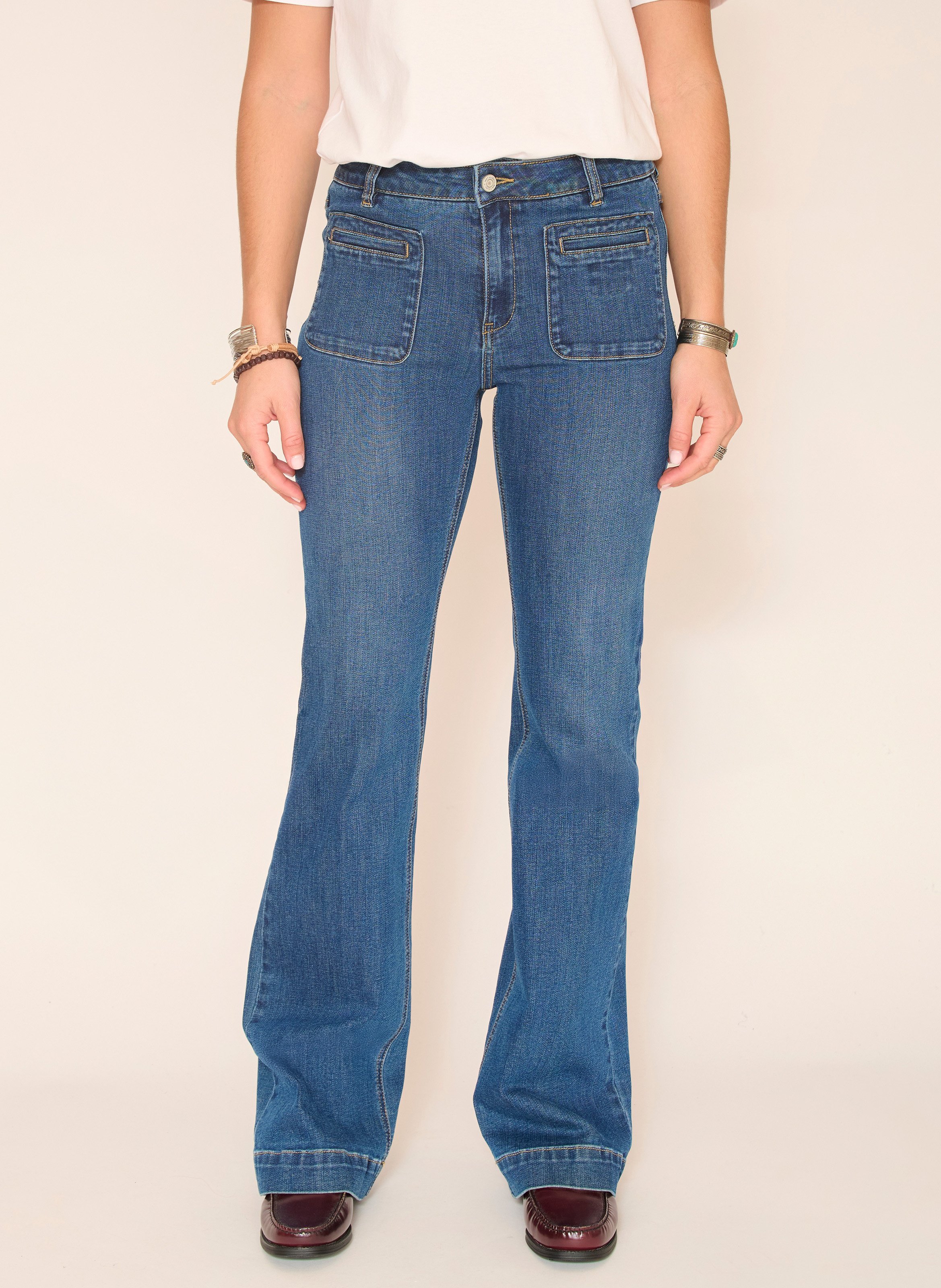 Jean boot-cut en coton mélangé MKT Bleu