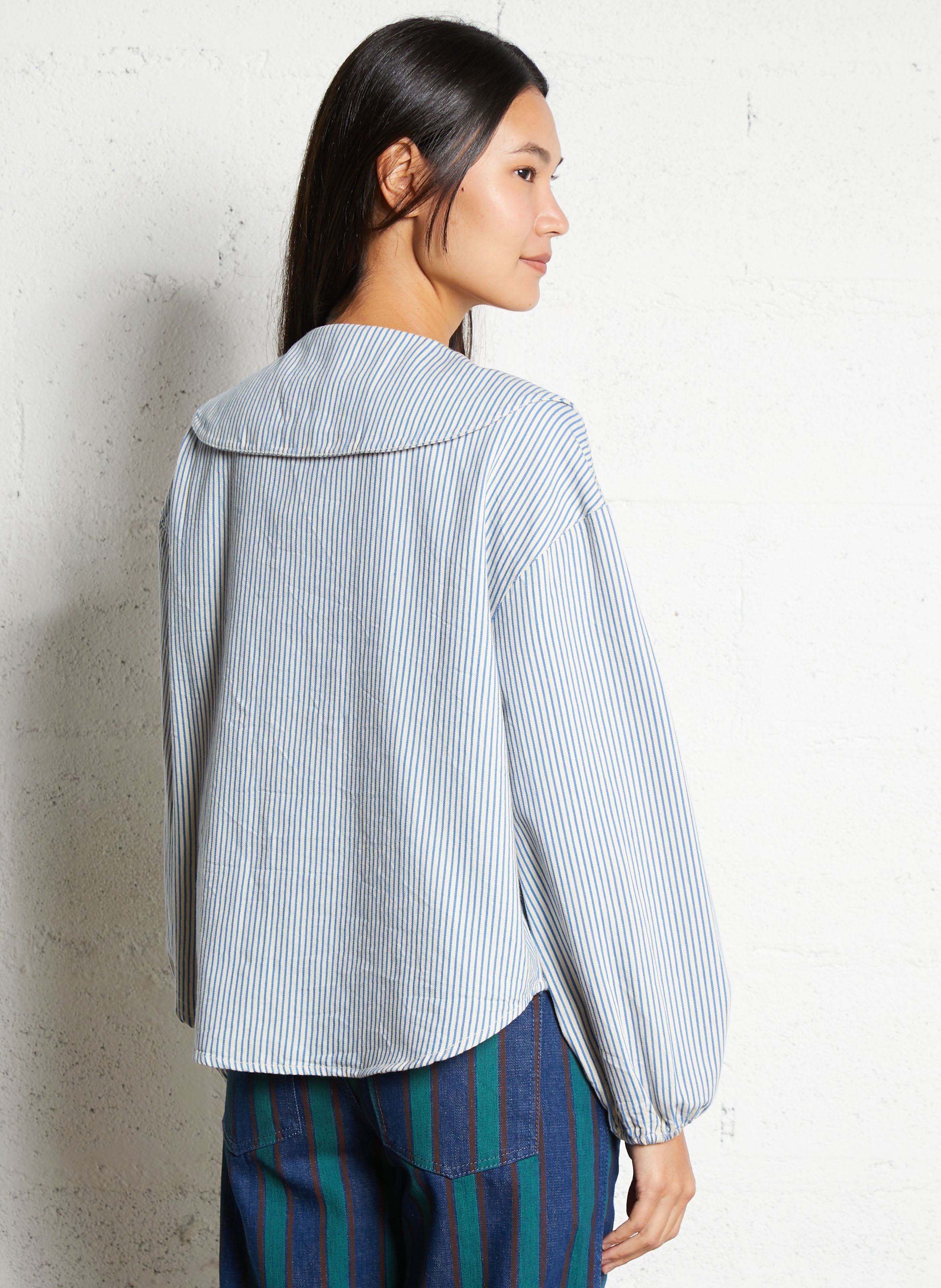 Chemise ample col claudine en coton THE TINY BIG SISTER Beige