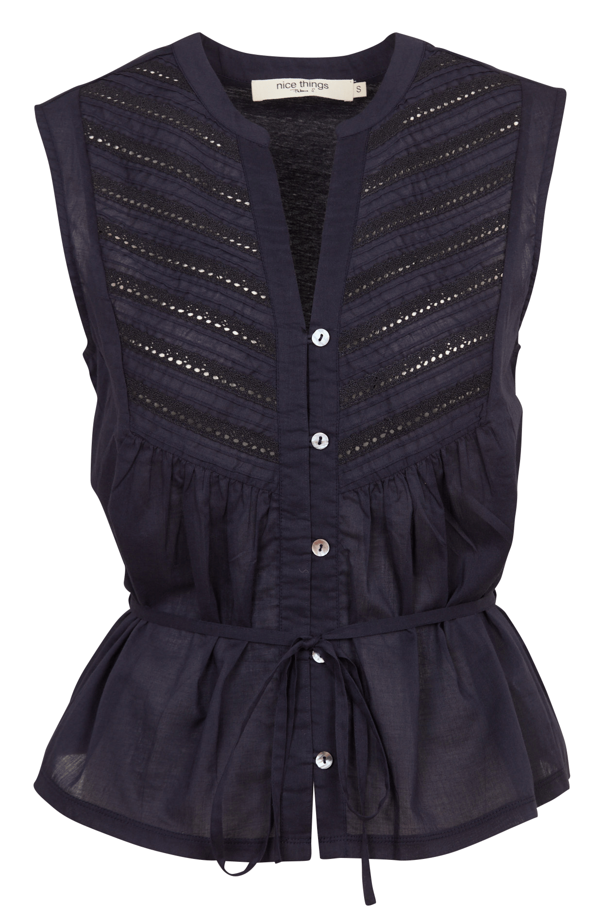 Top en coton col tunisien NICE THINGS Bleu