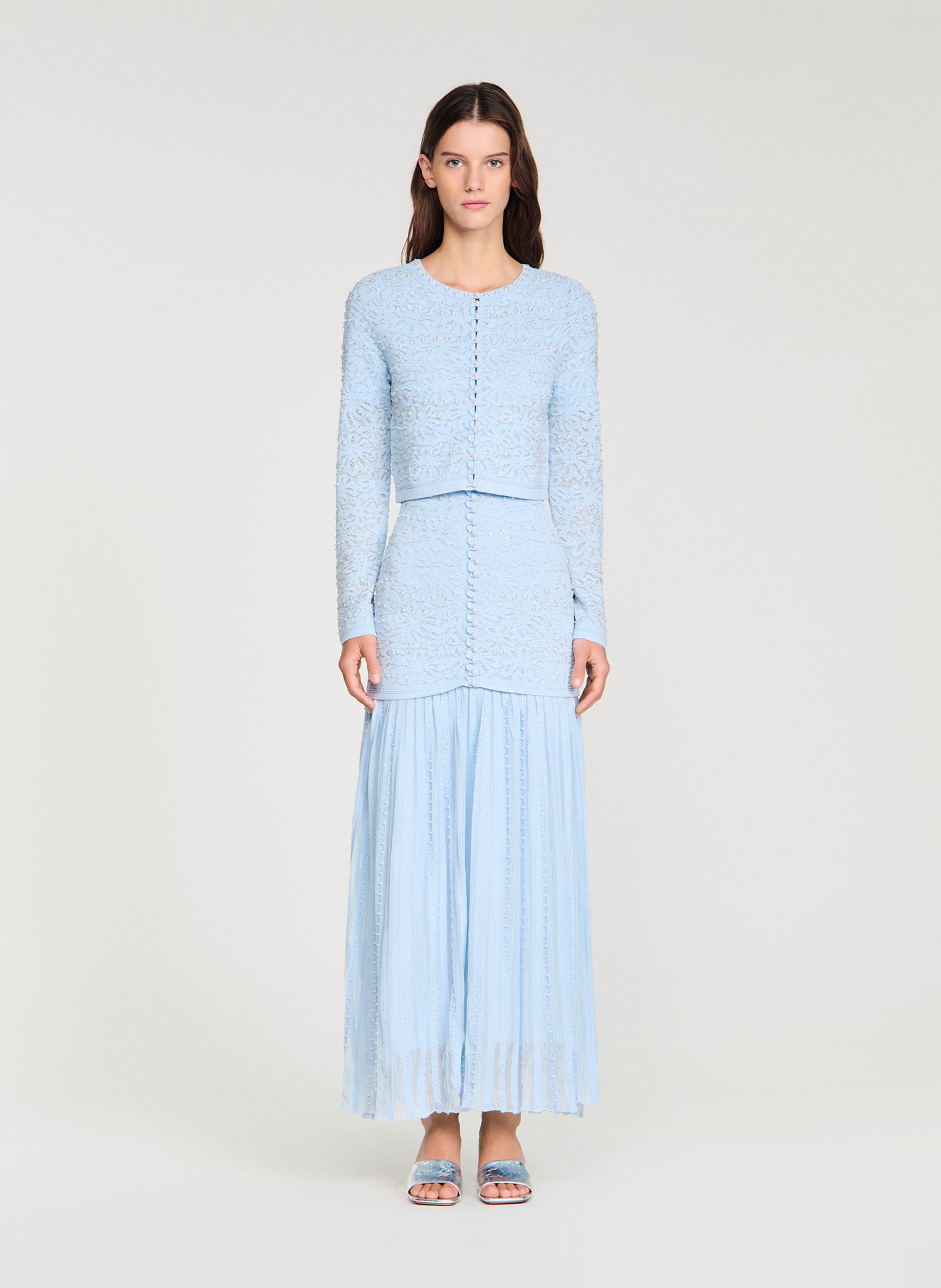 Gilet col rond SANDRO Bleu