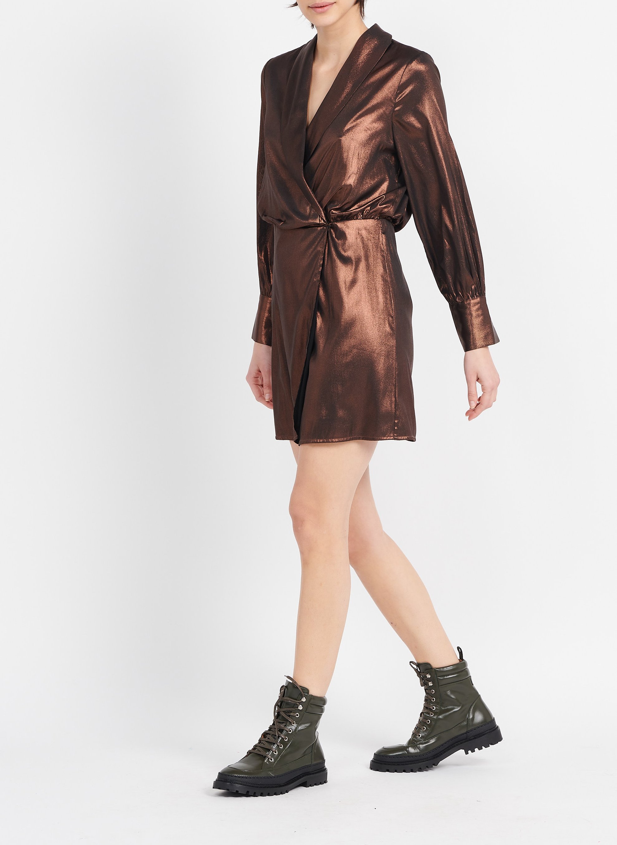 Robe midi effet brillant  VILA Marron