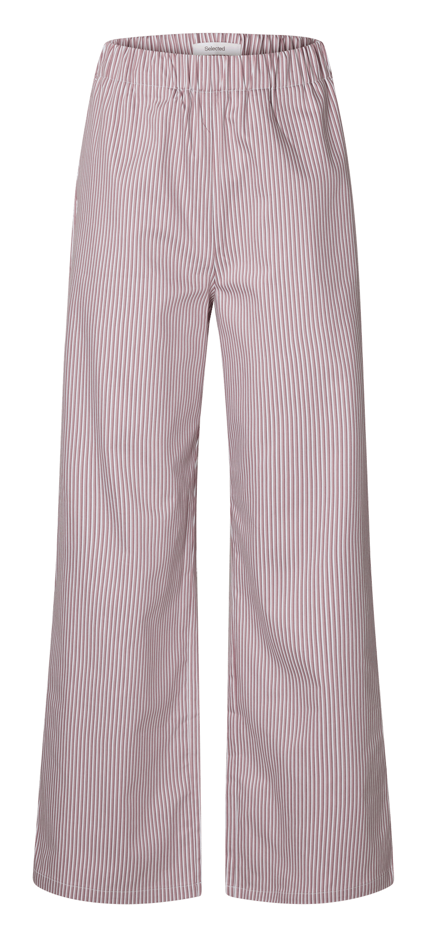Pantalon droit en coton bio mélangé rayé SELECTED Rose