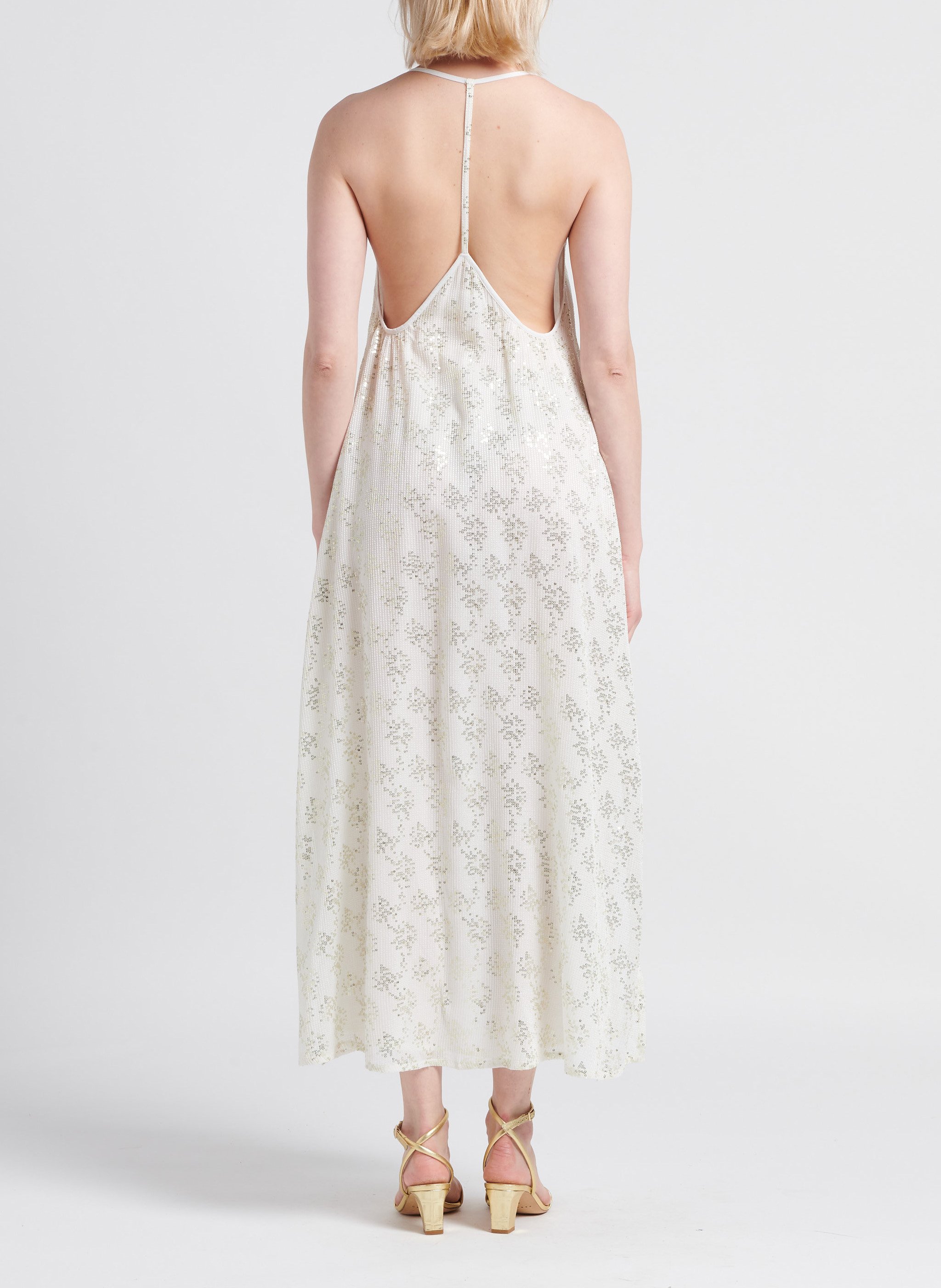 Lange jurk met V-hals en lovertjes SUNDRESS Wit