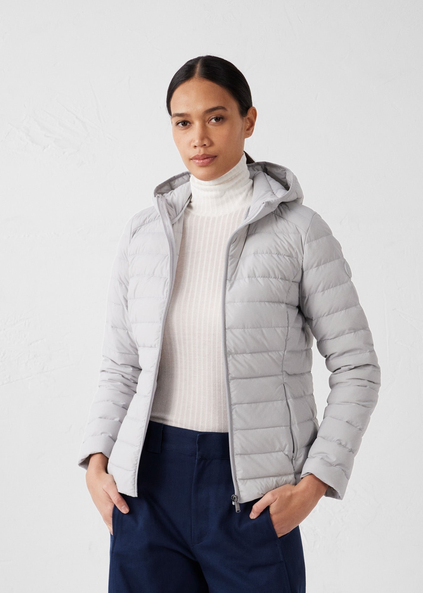 Lightweight stretch hooded puffer jacket Salma JOTT Grey