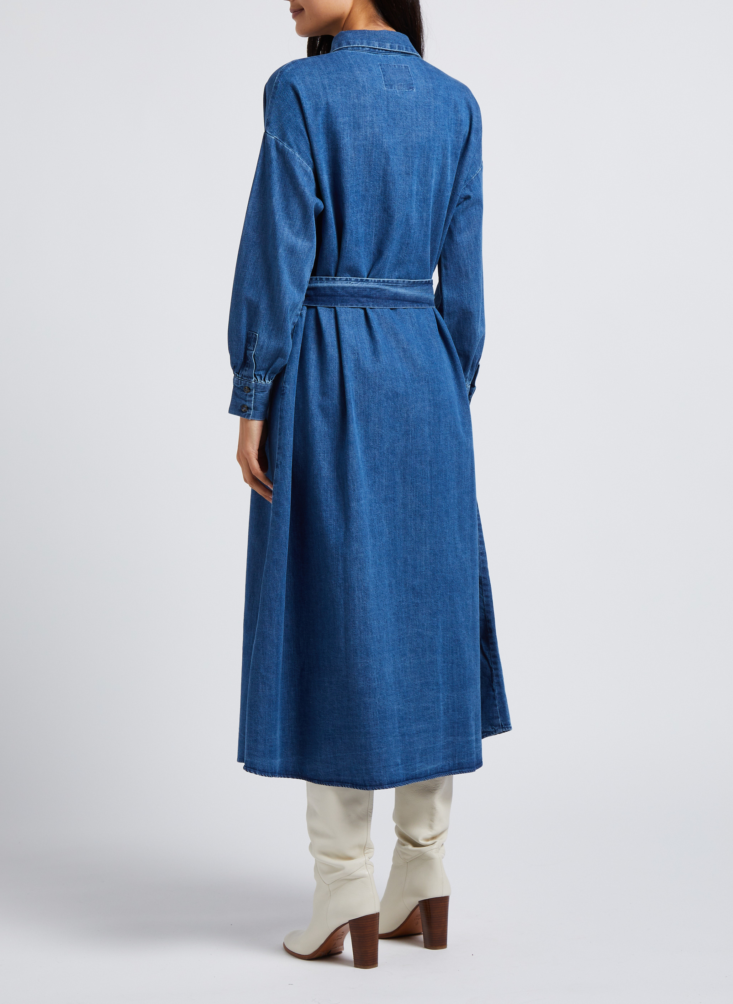 Langes Hemdkleid aus Baumwolle RITA ROW Blau