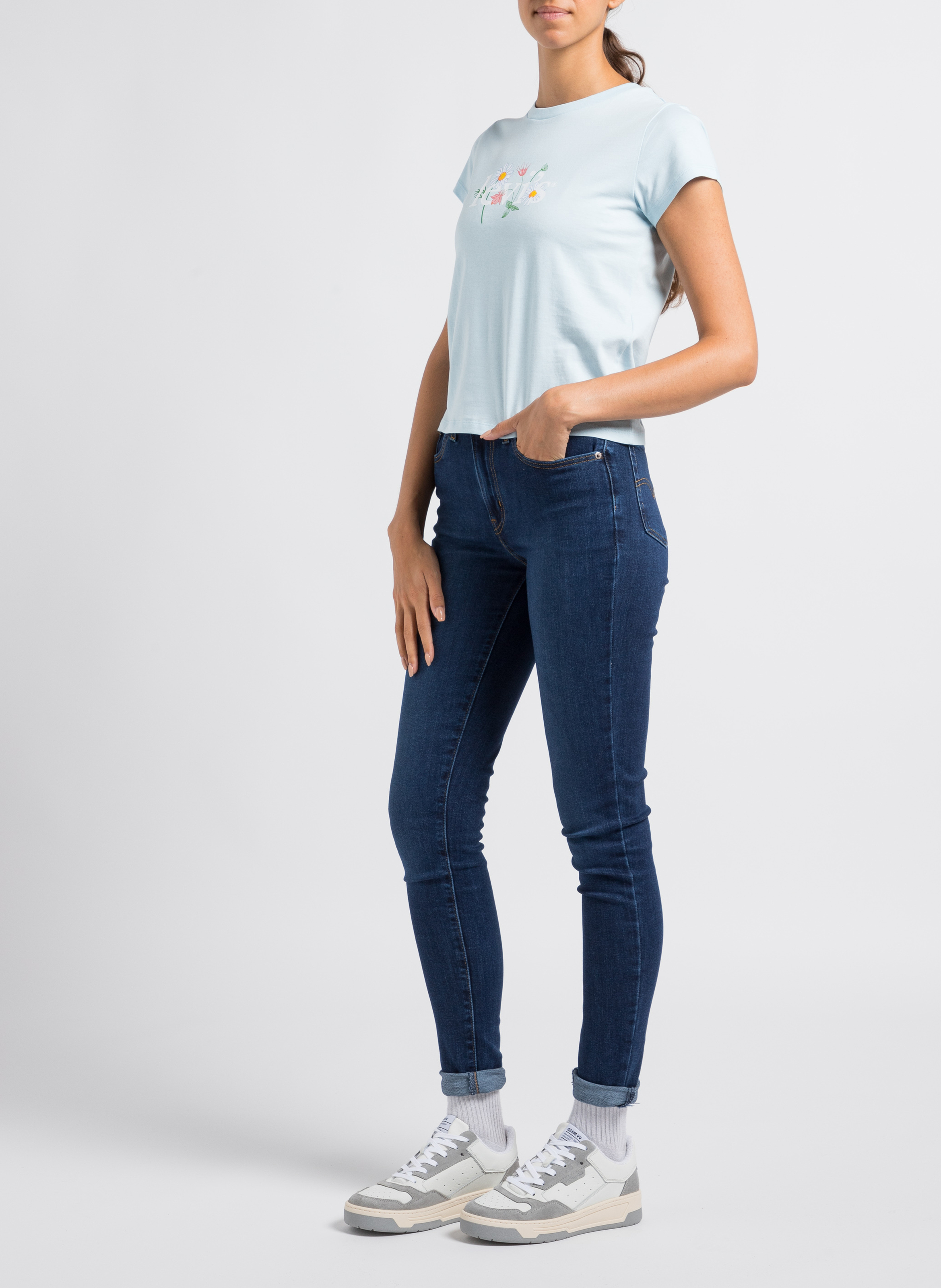 Tee-shirt col rond sérigraphié en coton LEVI'S Bleu