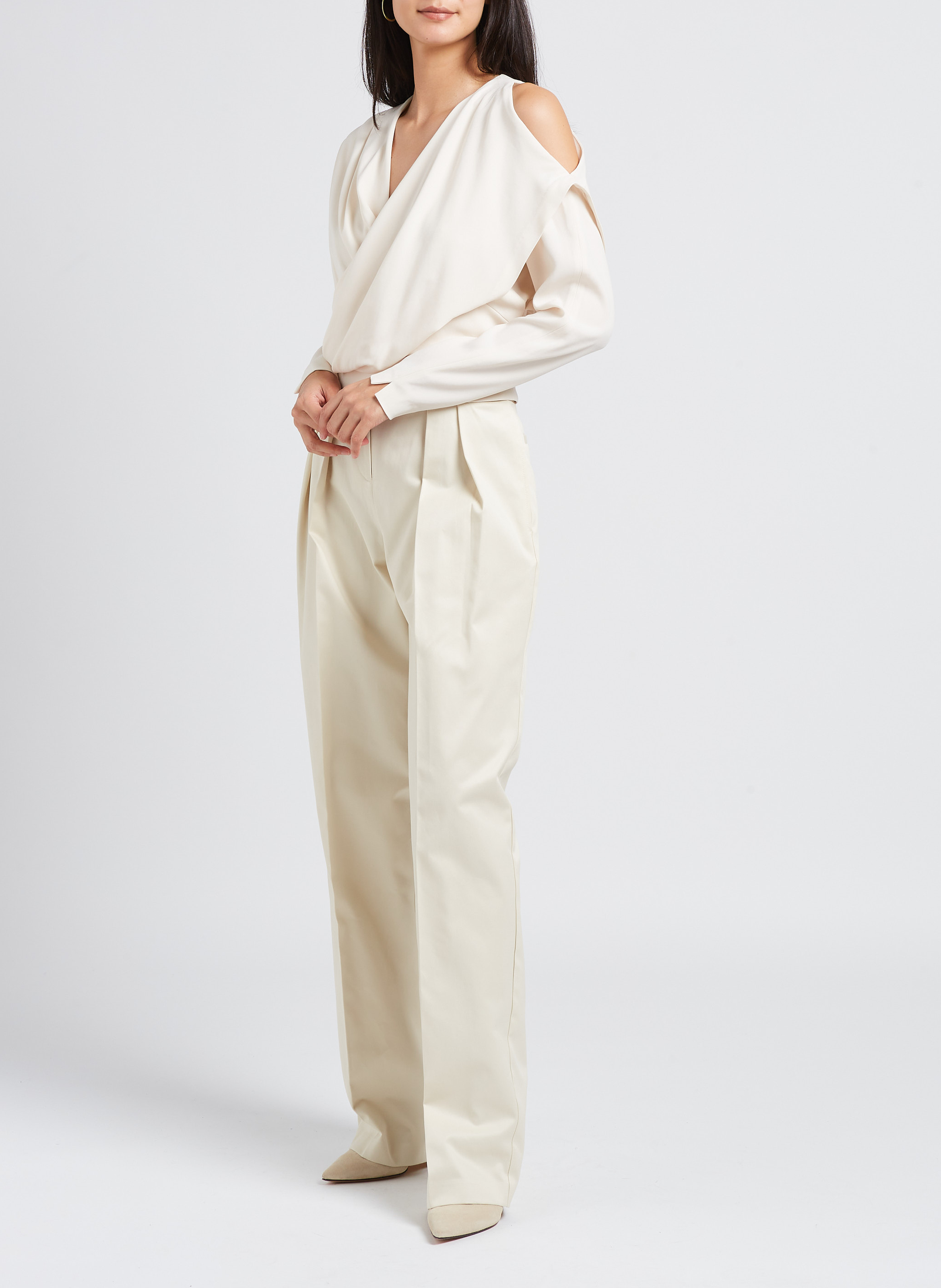 Gerade geschnittene Taillenhose aus Baumwolle mit Bundfalten IRO Weiss