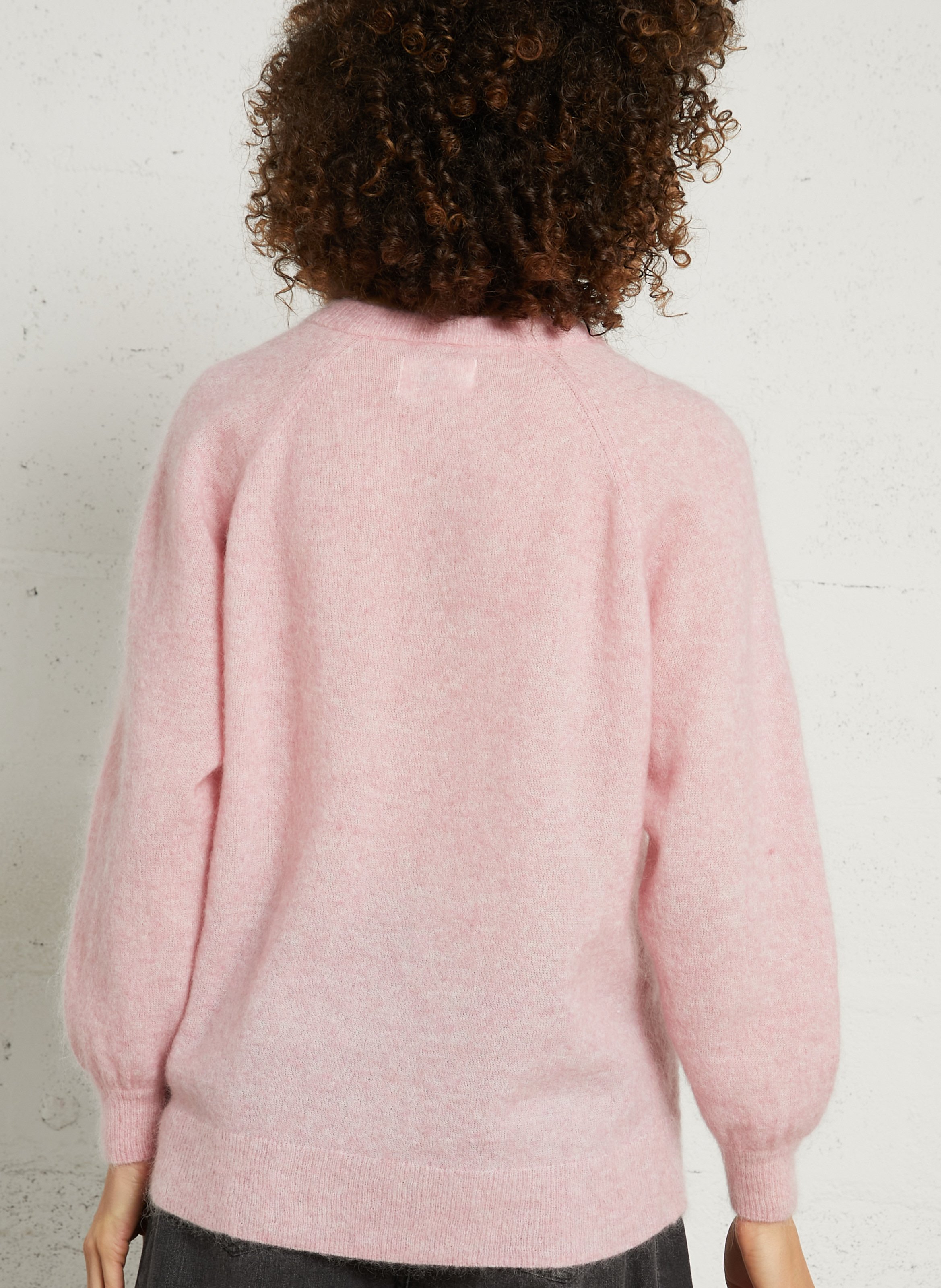 Pull ample col rond en laine mélangée DES PETITS HAUTS Rose