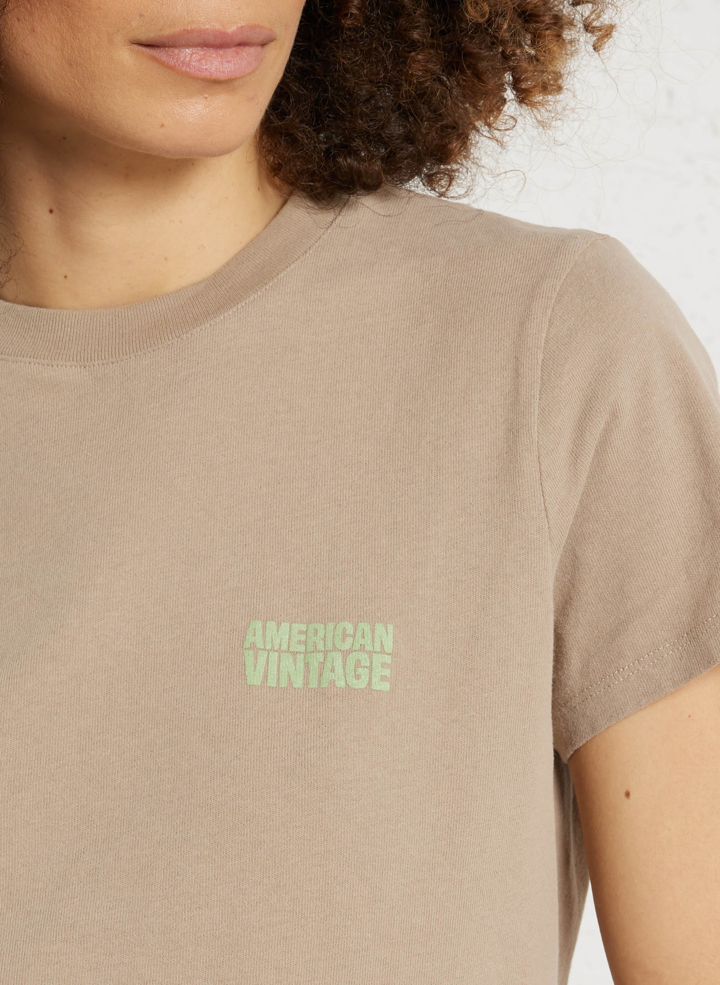 Gerade geschnittenes Rundhals-T-Shirt aus Baumwolle AMERICAN VINTAGE Grau
