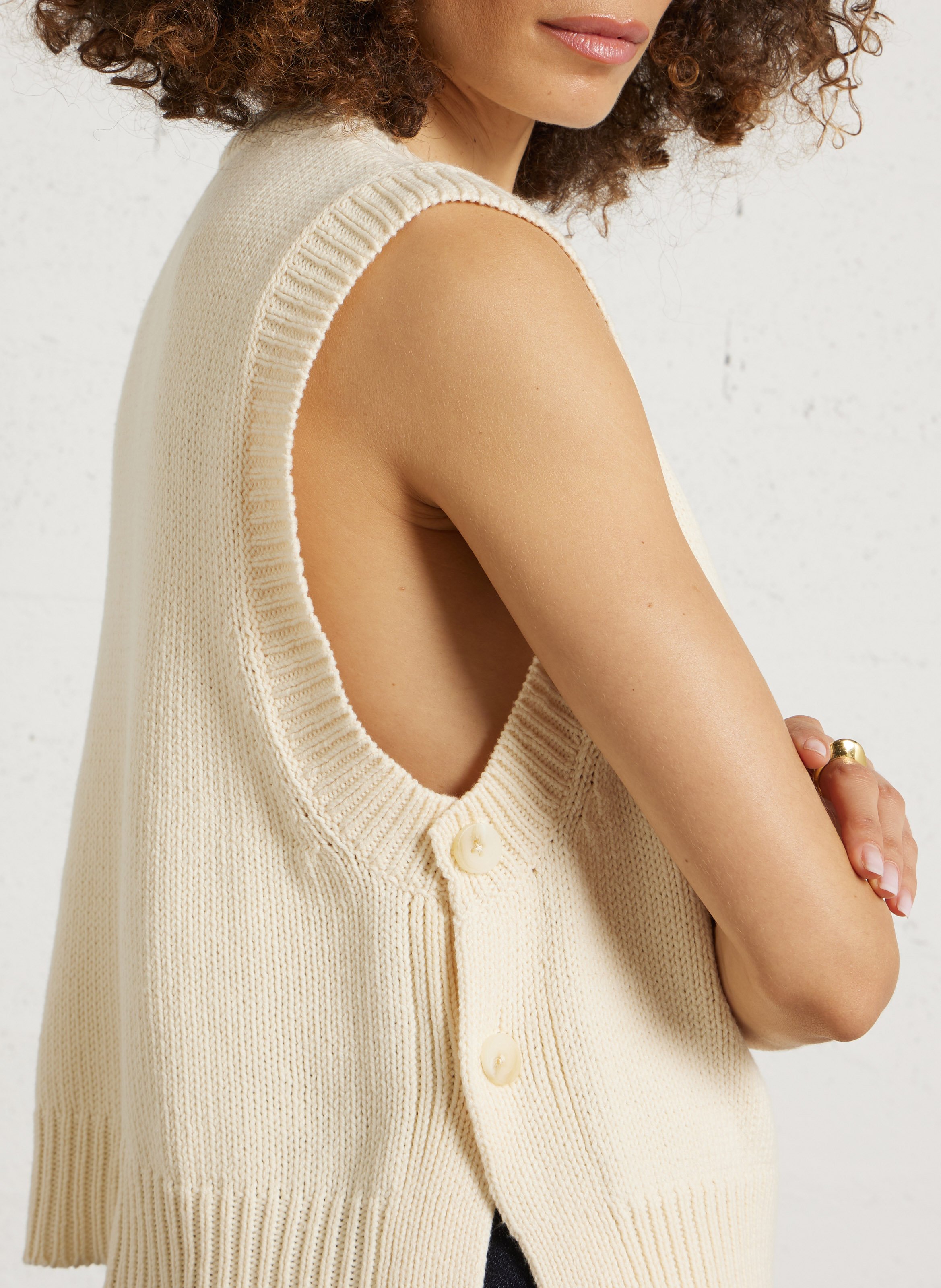 Mouwloze effen katoenen vest BELLA JONES Beige