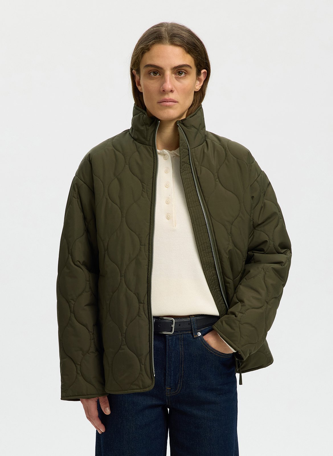 Jasje met opstaande kraag SELECTED Groen