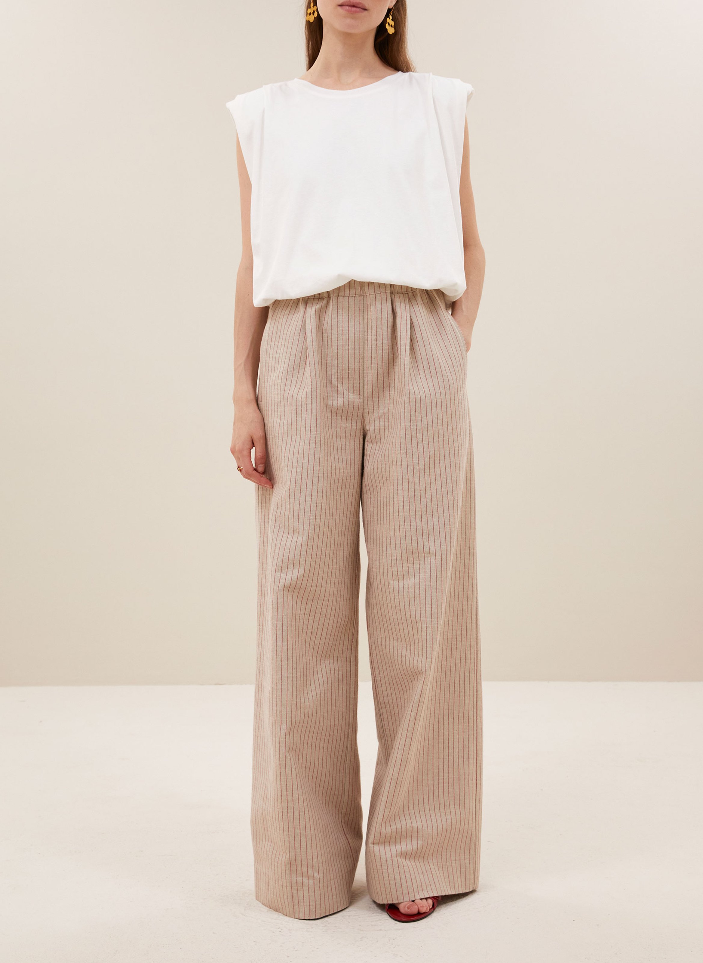 Top van biokatoen met ronde hals BY BAR Wit