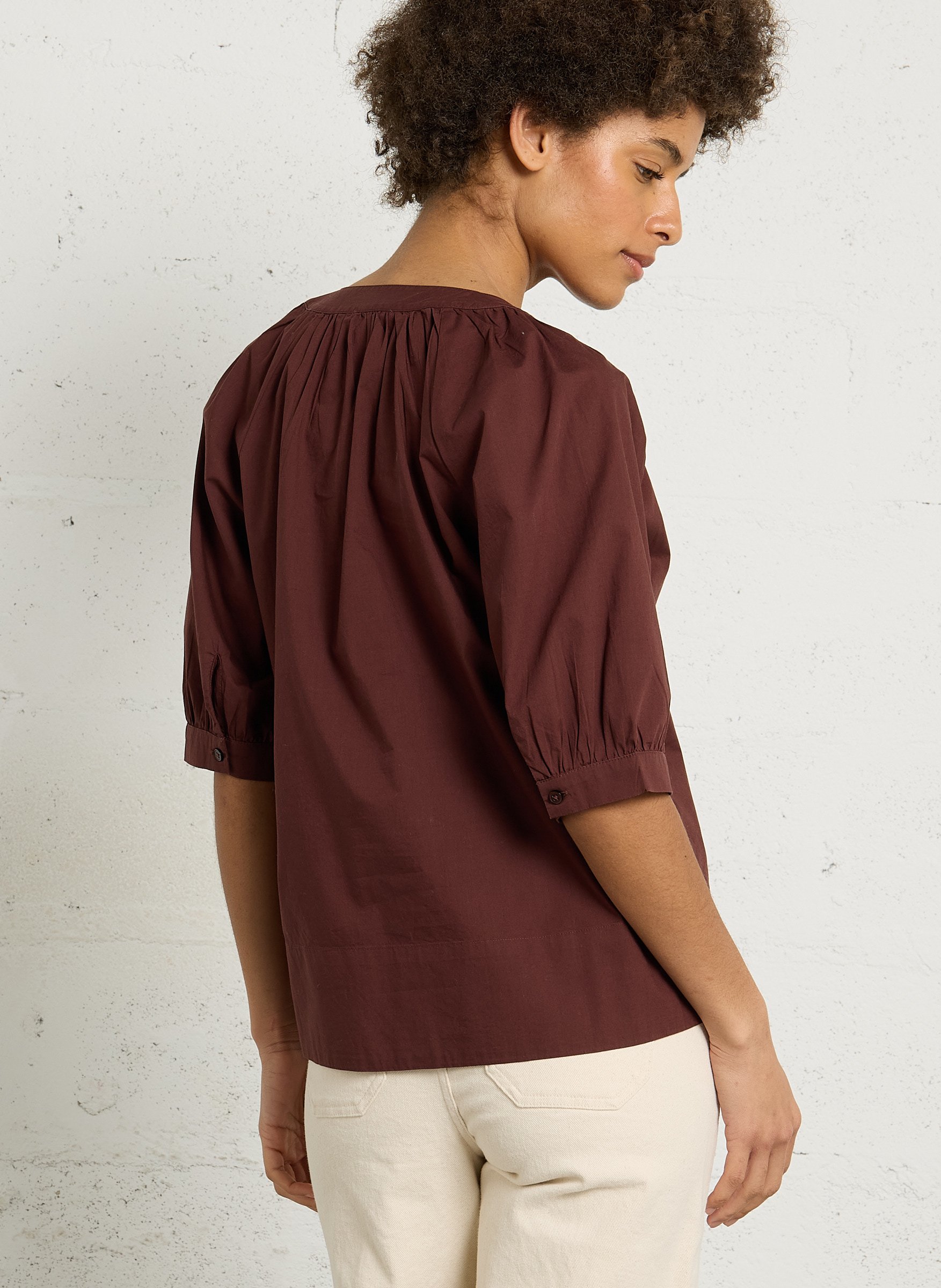 Blouse col tunisien en coton MAISON 123 Rouge