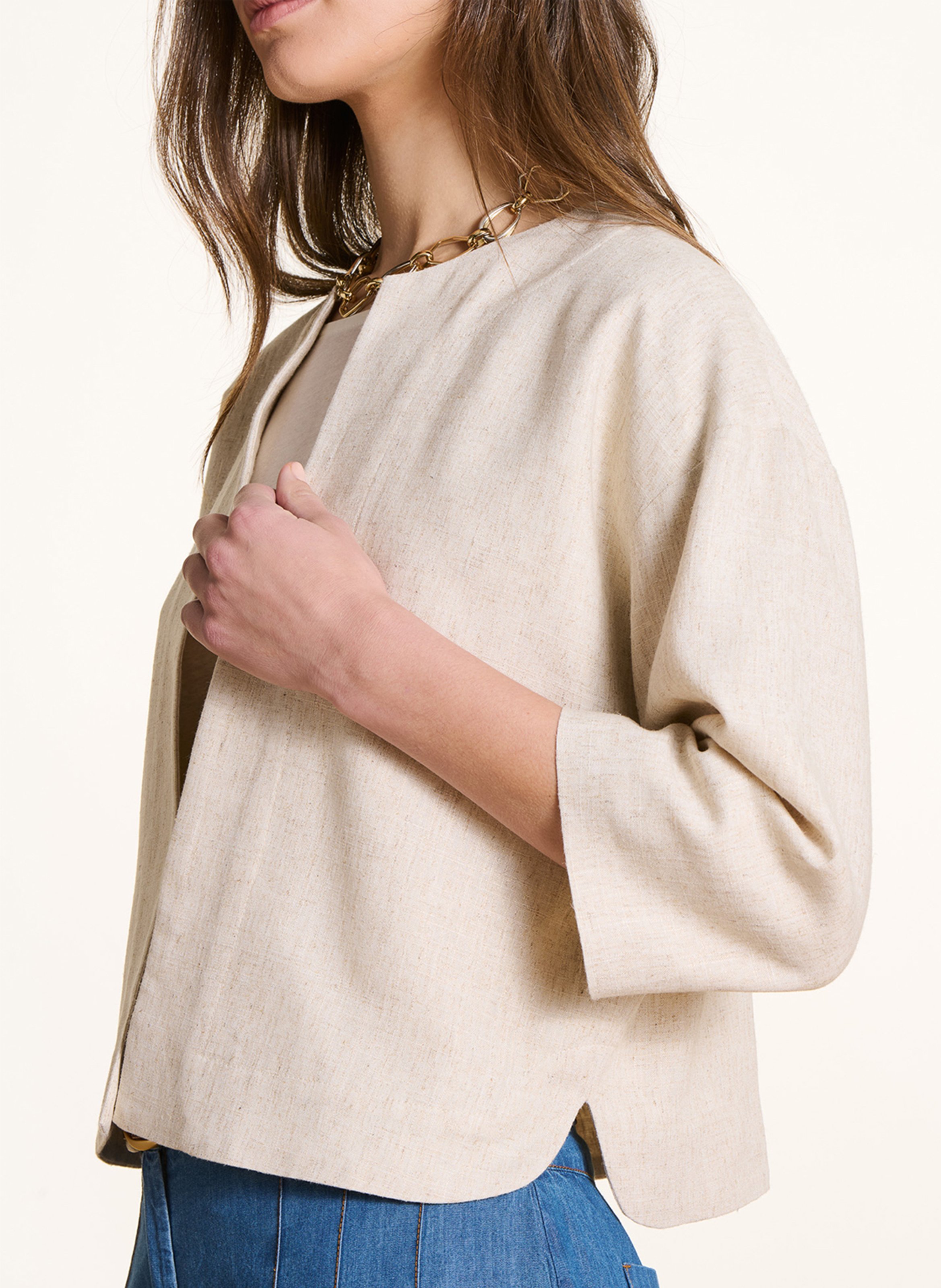 Veste col rond LA FEE MARABOUTEE Beige