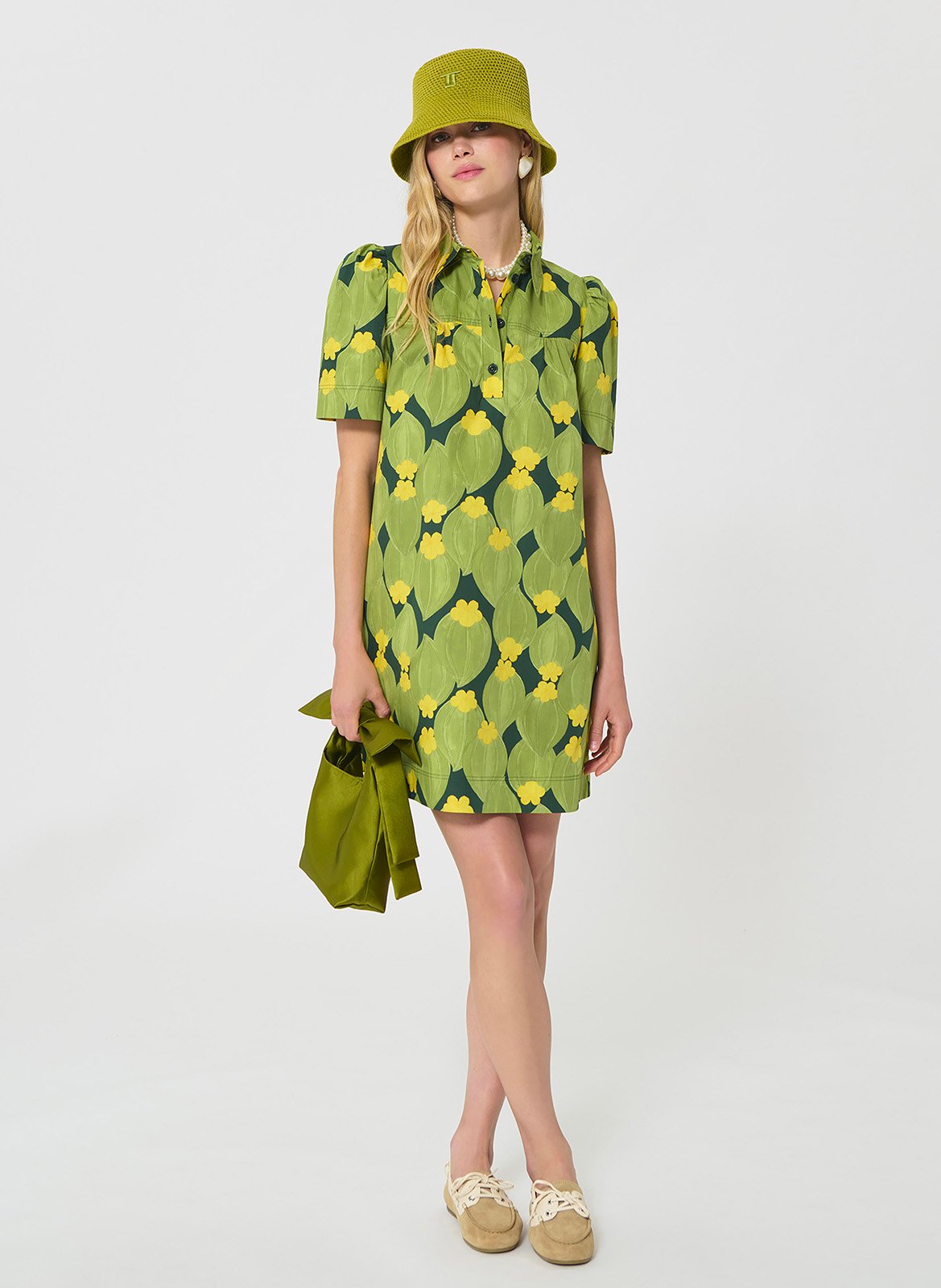 Robe courte droit imprimée TARA JARMON Vert