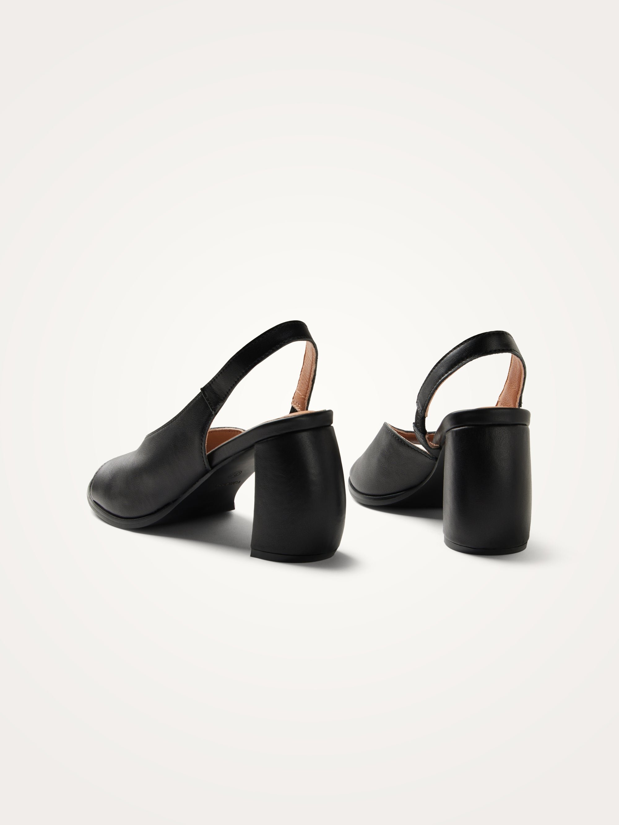 Sandals with ankle strap and half-moon heel in leather VANESSA WU Black