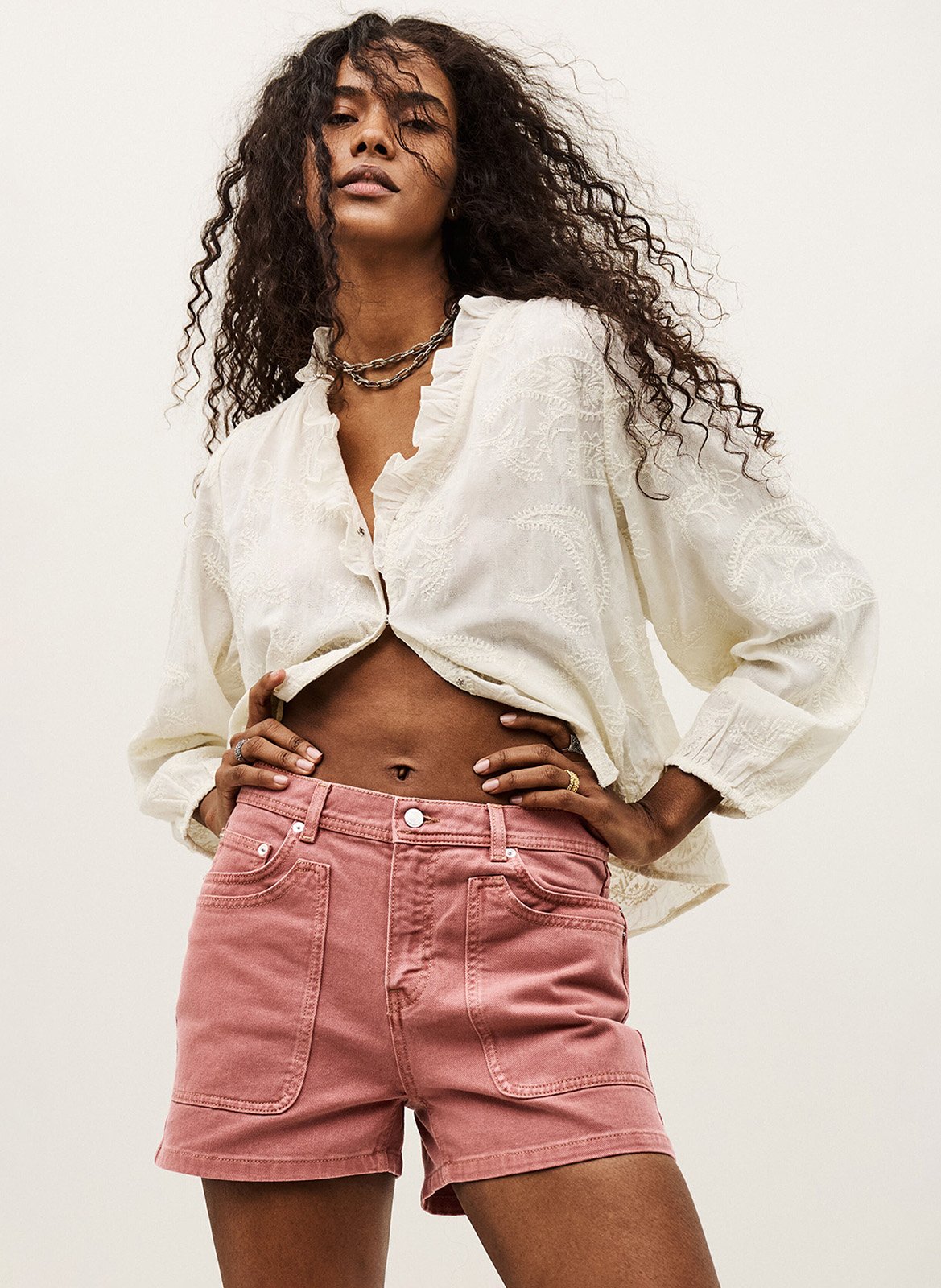 Short droit en coton BA&SH Rose