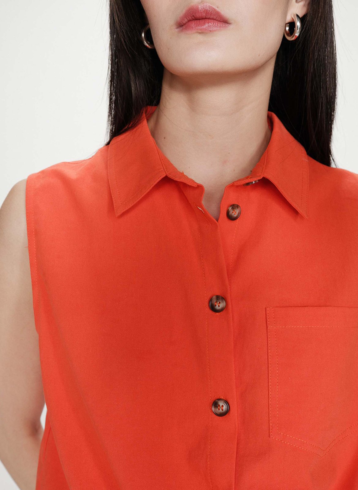 Chemise droite col classique en coton GRACE ET MILA Rouge