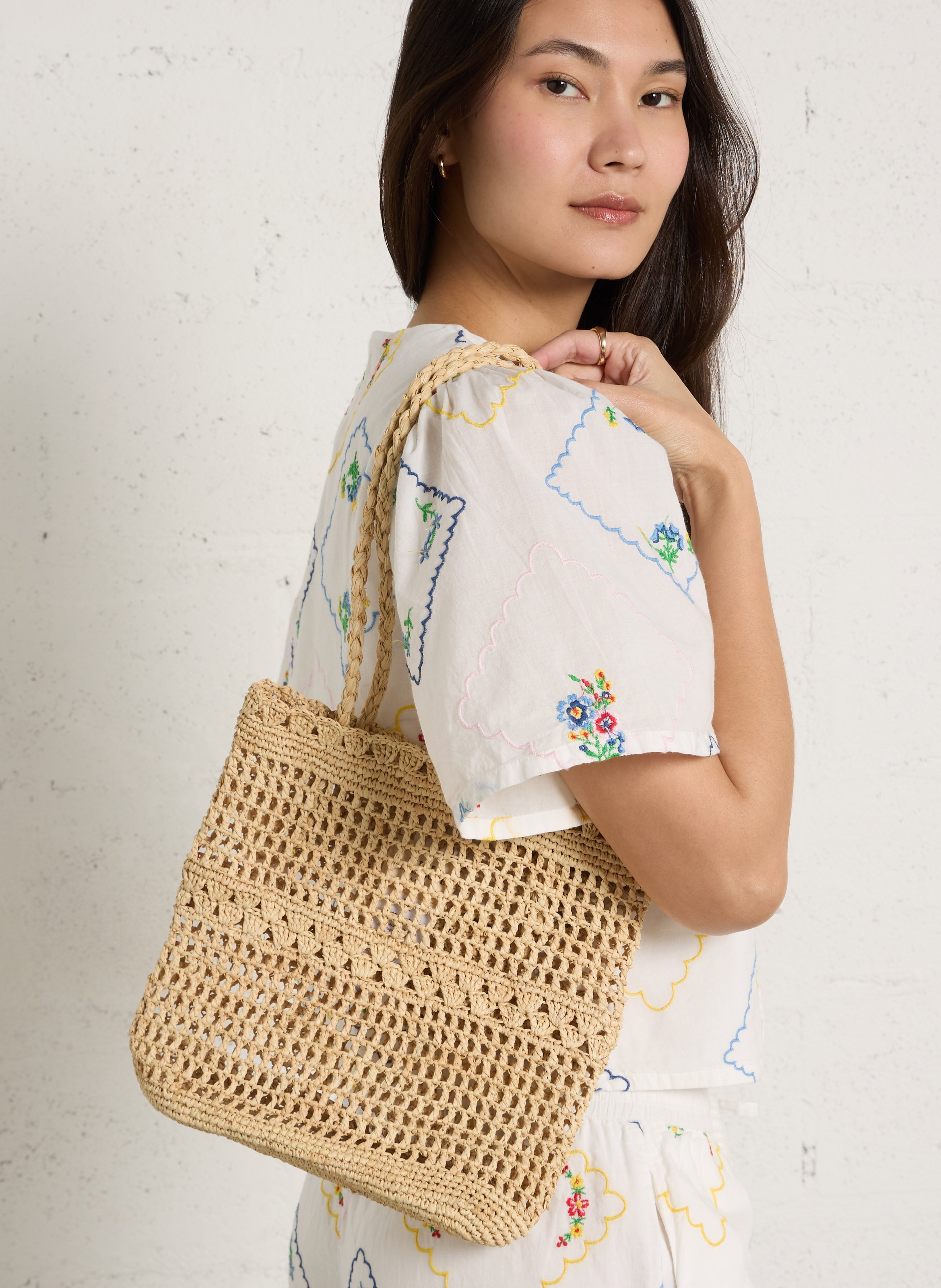 Kleine Tasche aus Raffiabast PETITE MENDIGOTE Beige