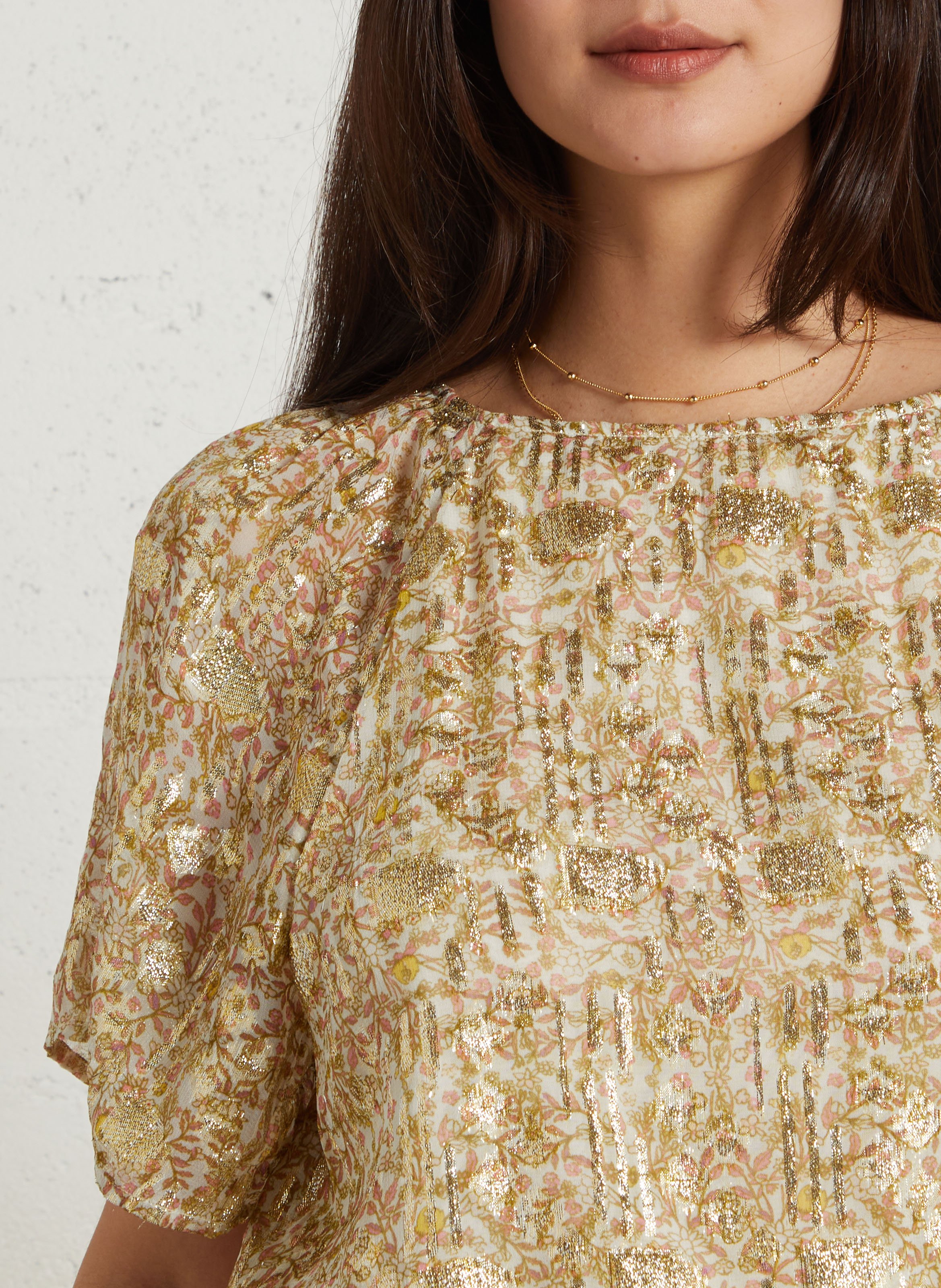 Top met ronde hals en bloemenprint MAISON 123 Geel