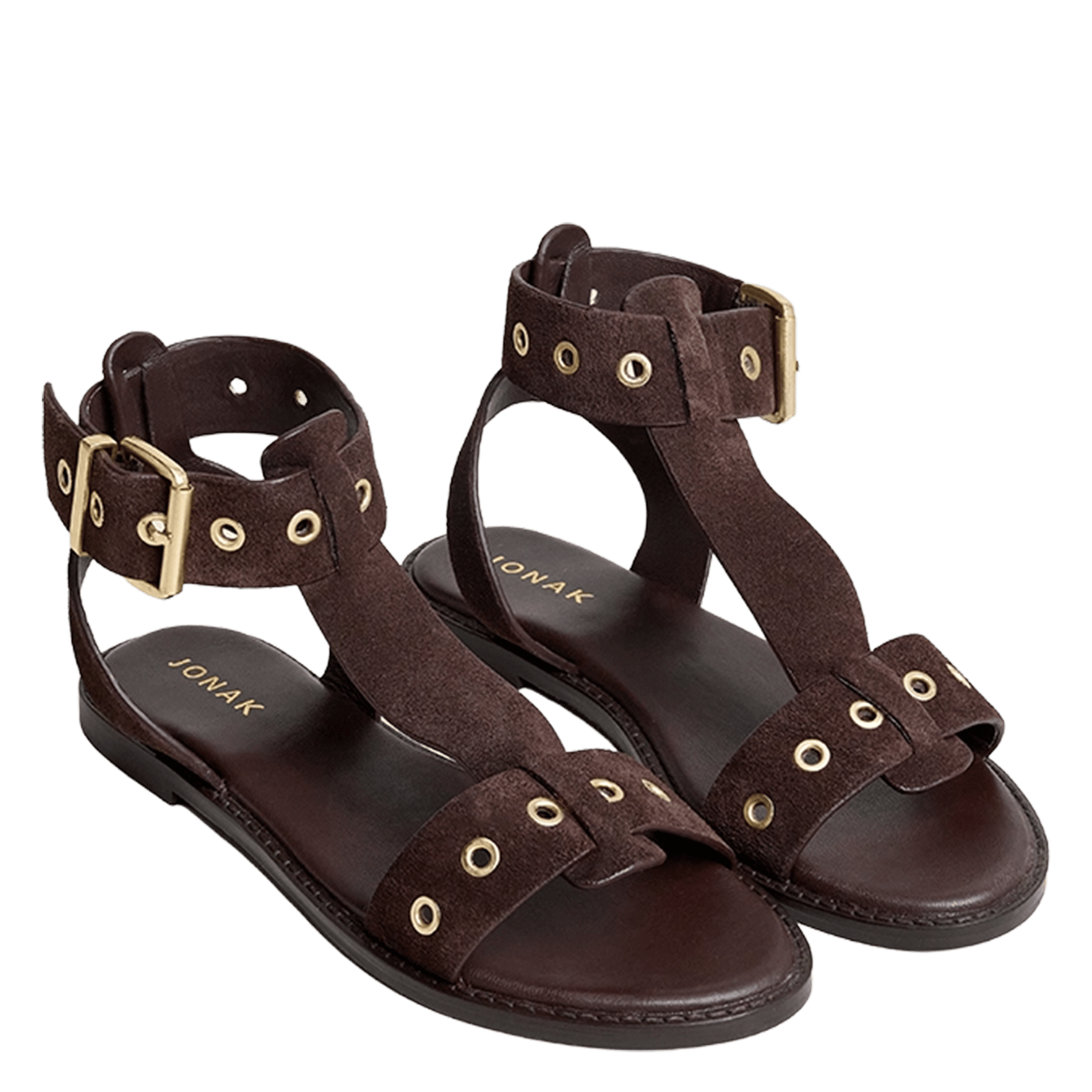 Flat soft leather sandals JONAK Brown