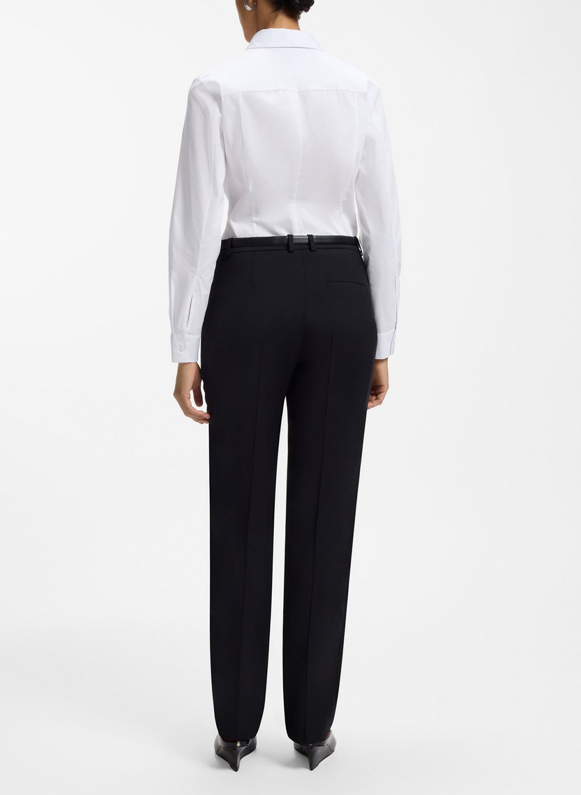 Cotton-blend shirt with classic collar BOSS White
