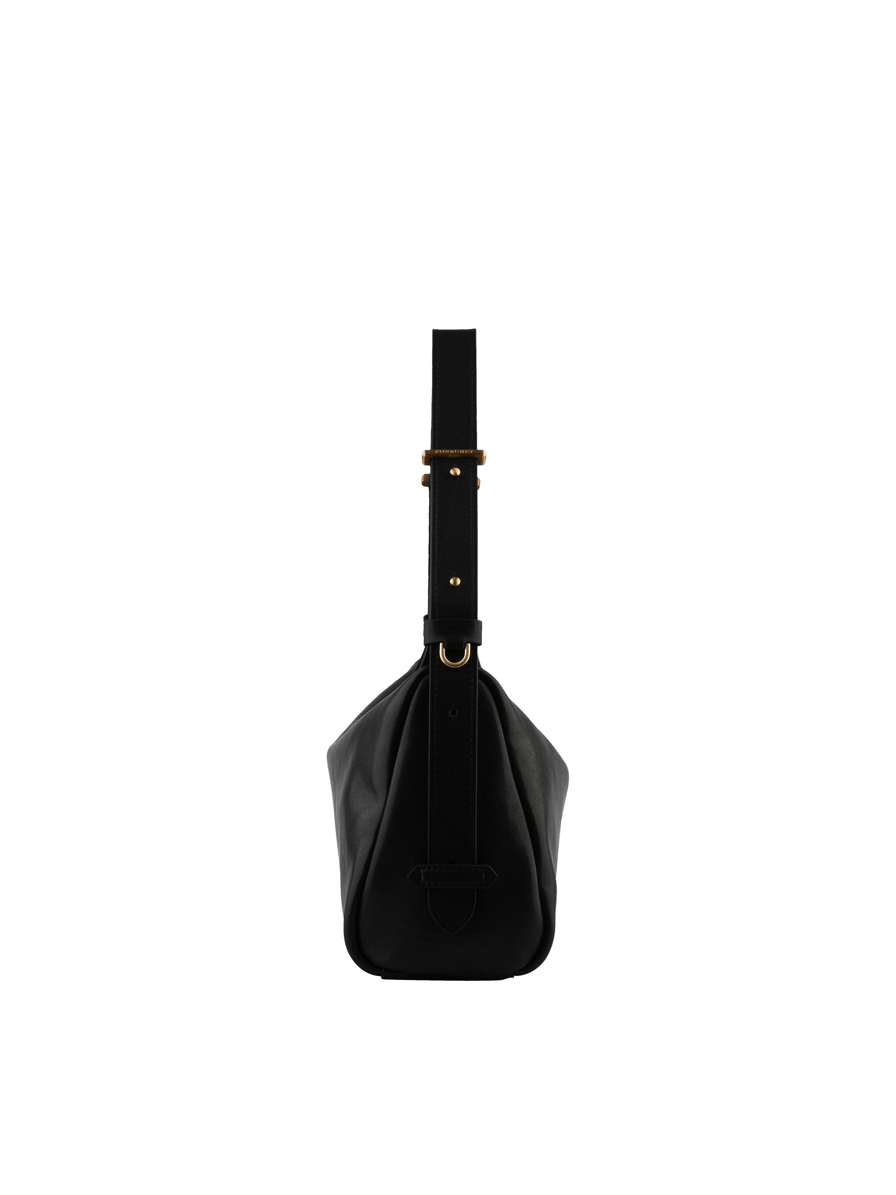 Shoulder bag in cowhide leather with aged leather effect POURCHET Black