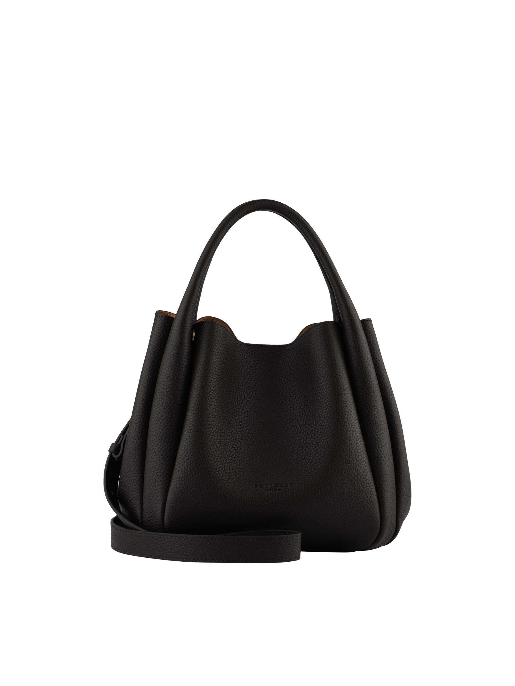Calfskin leather handbag POURCHET Brown