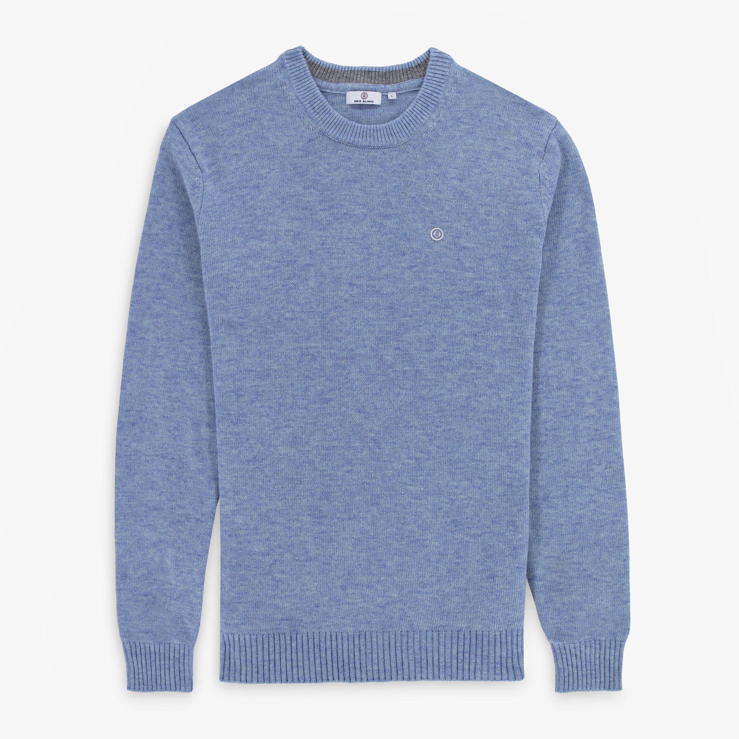 Round-neck wool-blend sweater SERGE BLANCO Blue