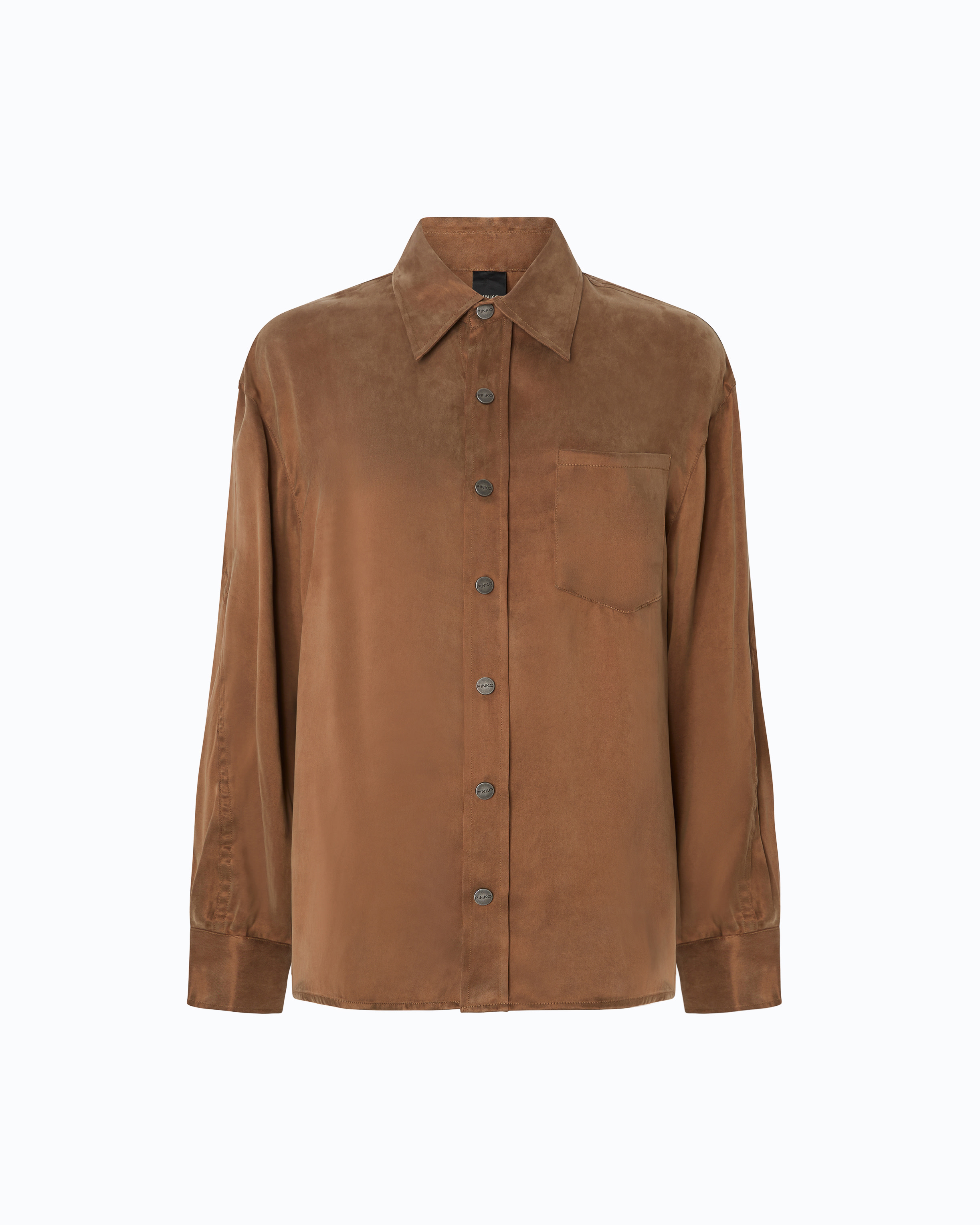 Peach-skin twill shirt PINKO Brown
