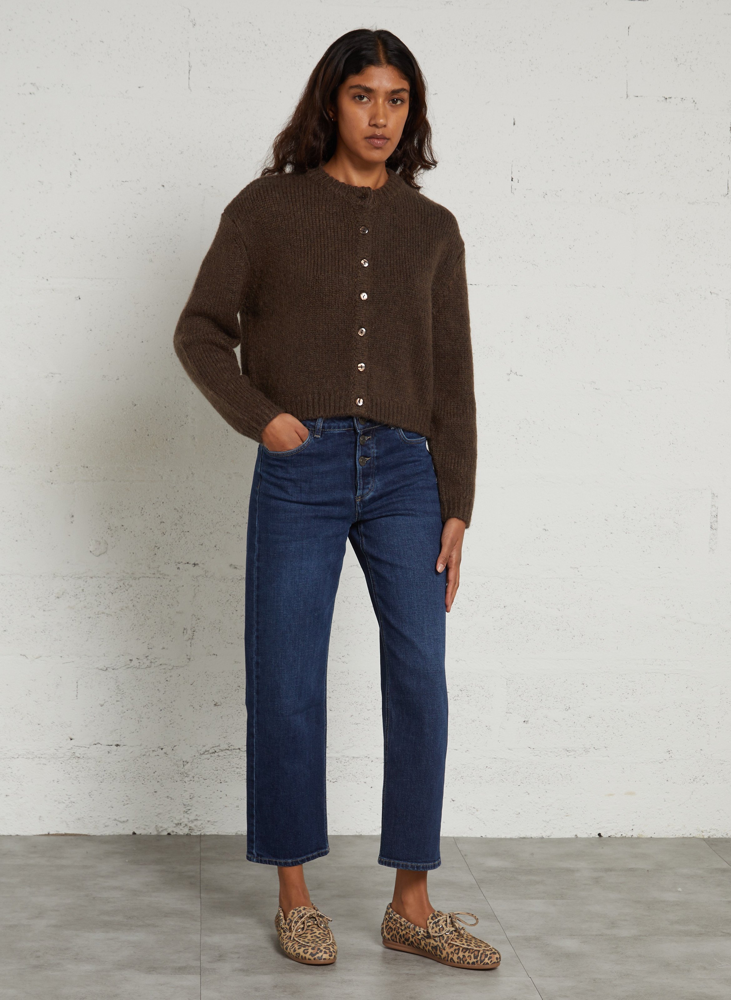 Straight-cut round-neck cardigan HOD PARIS Brown