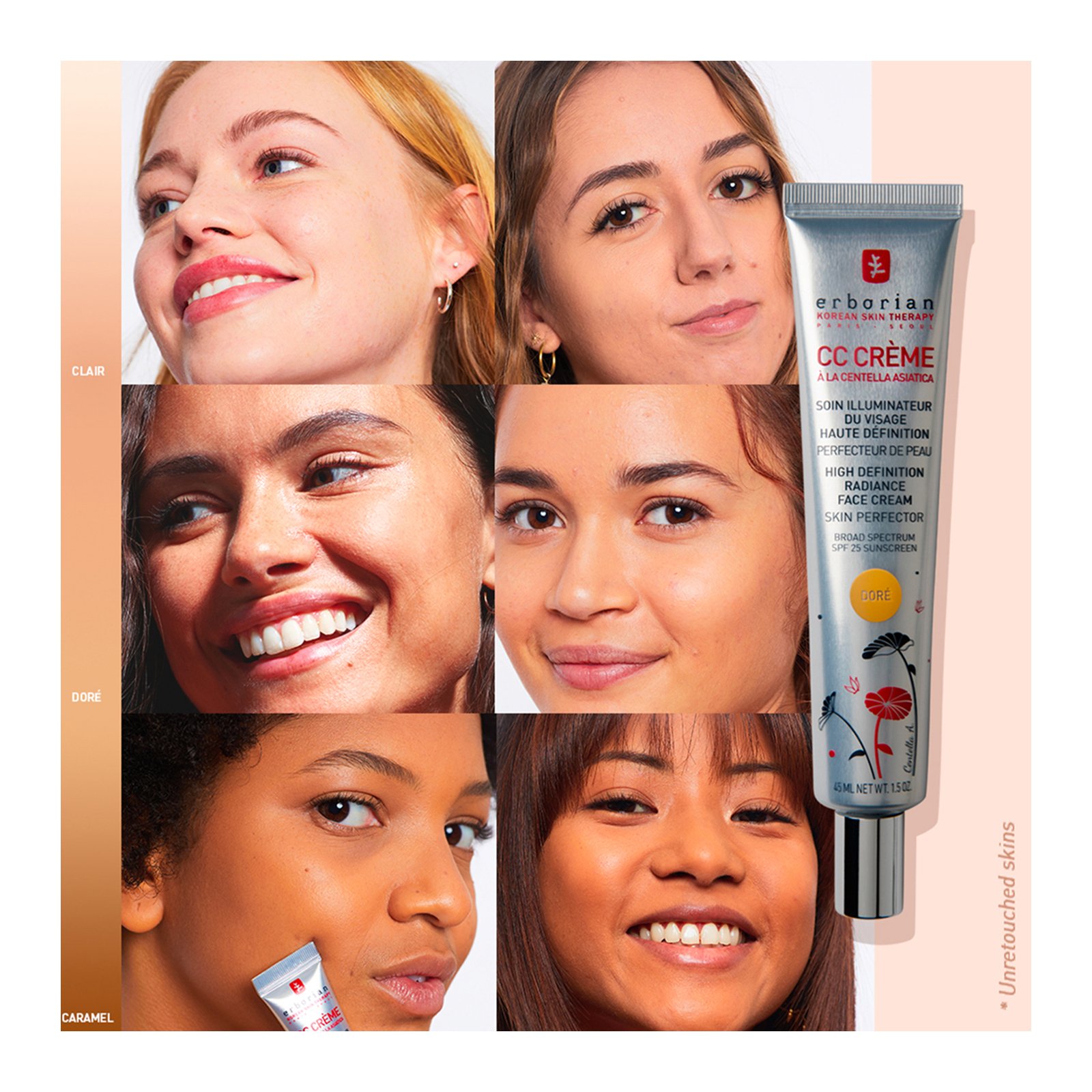 CC Crème à la Centella Asiatica - Soin Illuminateur du Visage Haute Définition ERBORIAN Caramel